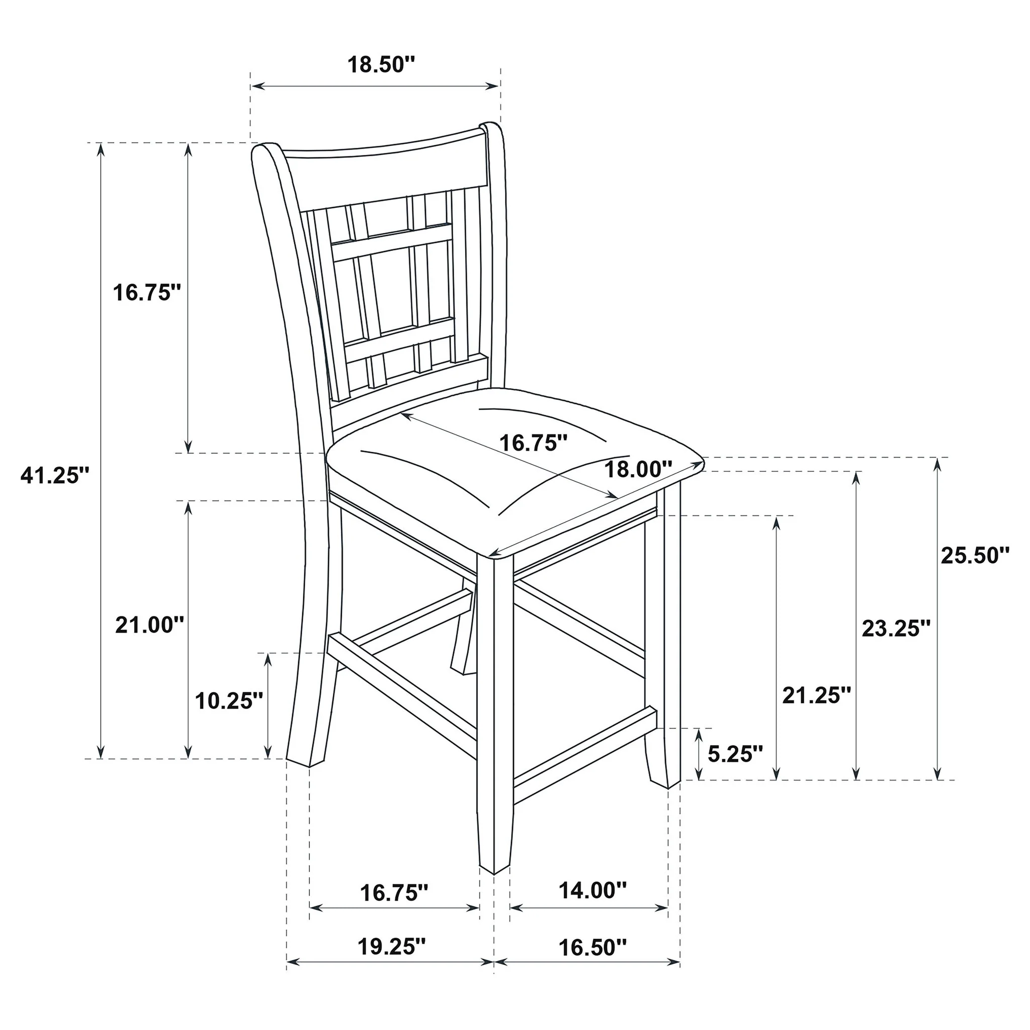 Lattice Back Counter Height Stools (Set of 2) - Brown / Black - Image 3