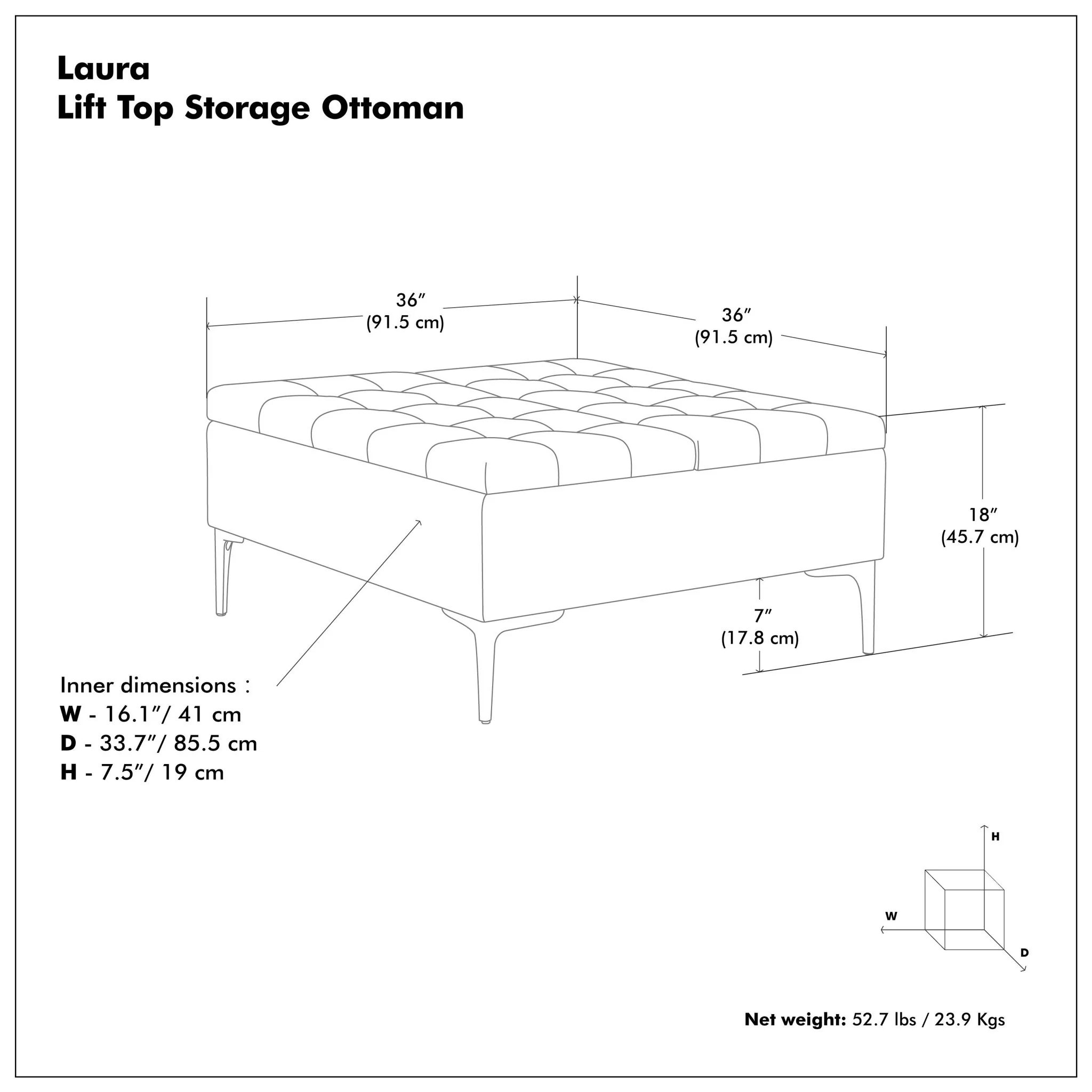 Laura - Lift Top Storage Ottoman - Image 12