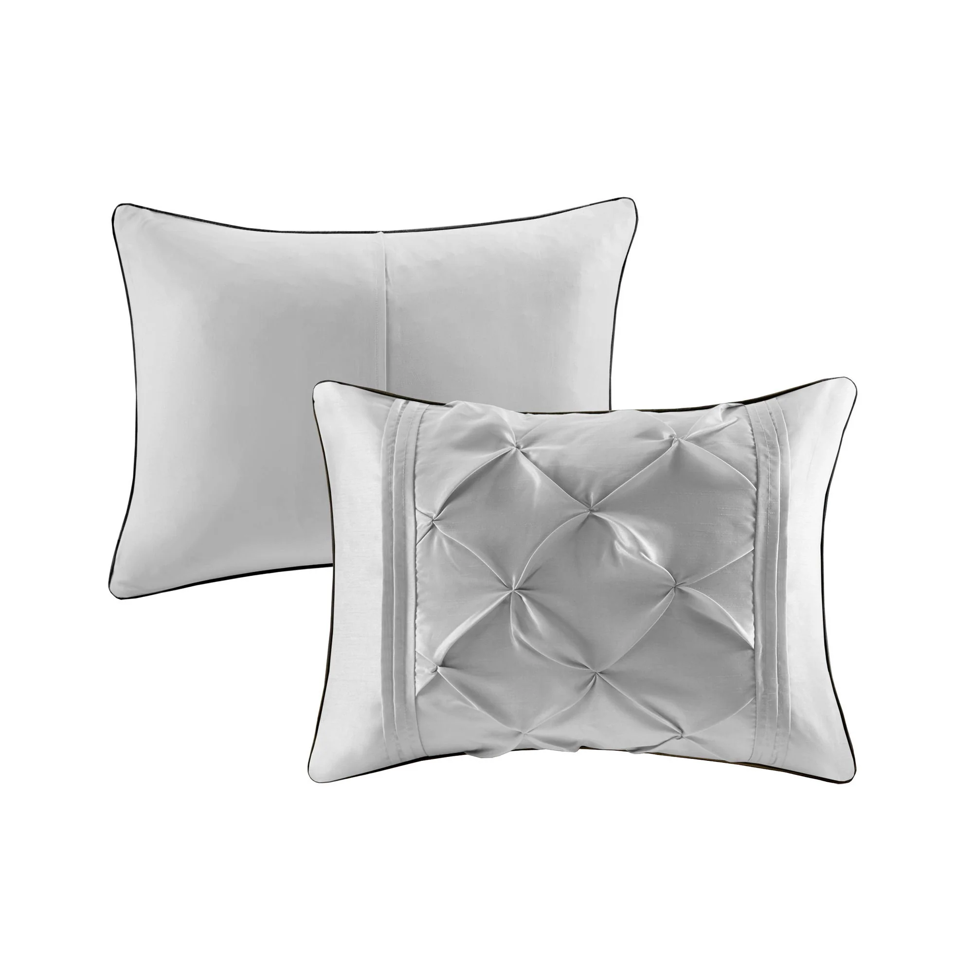 Laurel - Full Pieced Pleated 7 Piece Tufted Comforter Set - Gray - Image 3