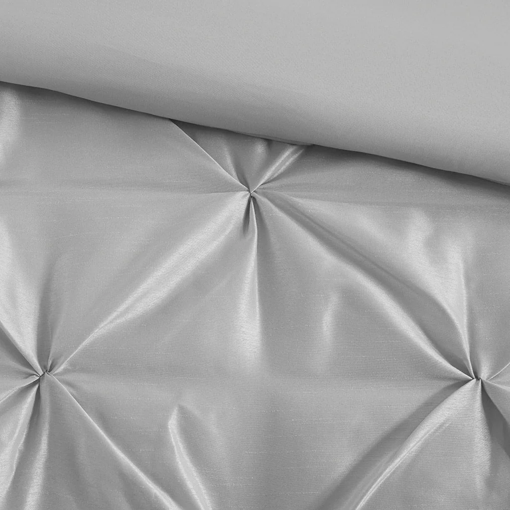 Laurel - King 7 Piece Tufted Comforter Set - Gray - Image 3