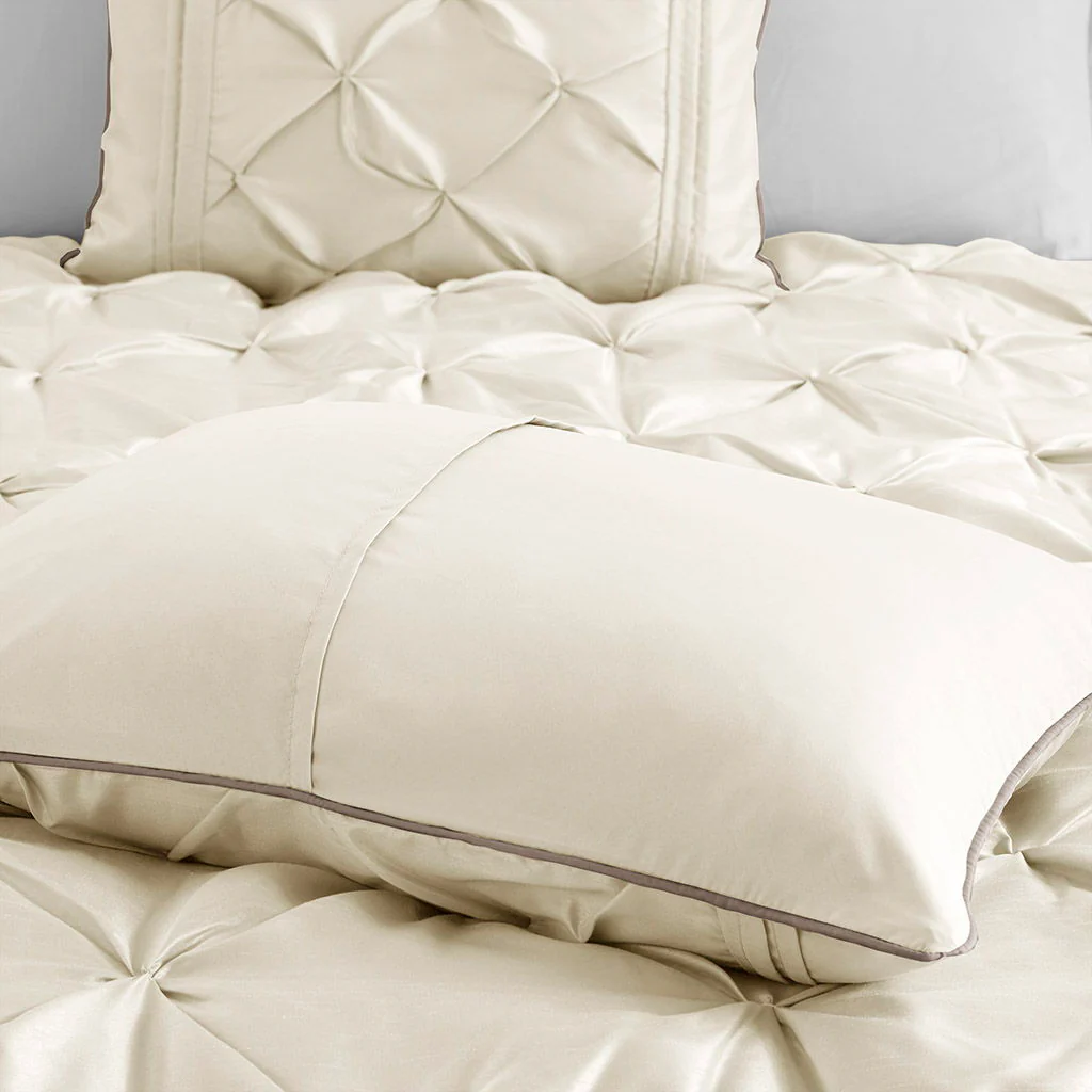 Laurel - King 7 Piece Tufted Comforter Set - Ivory - Image 2