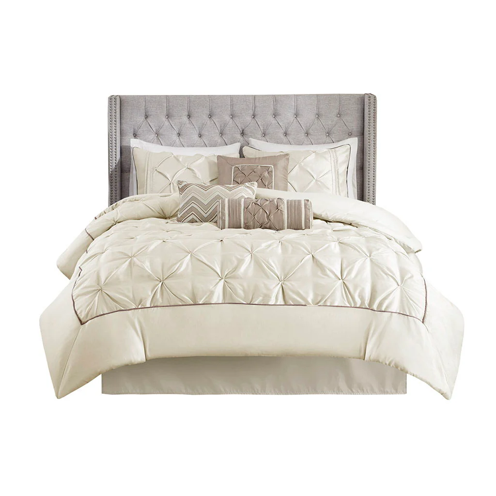 Laurel - Queen 7 Piece Tufted Comforter Set - Ivory - Image 4