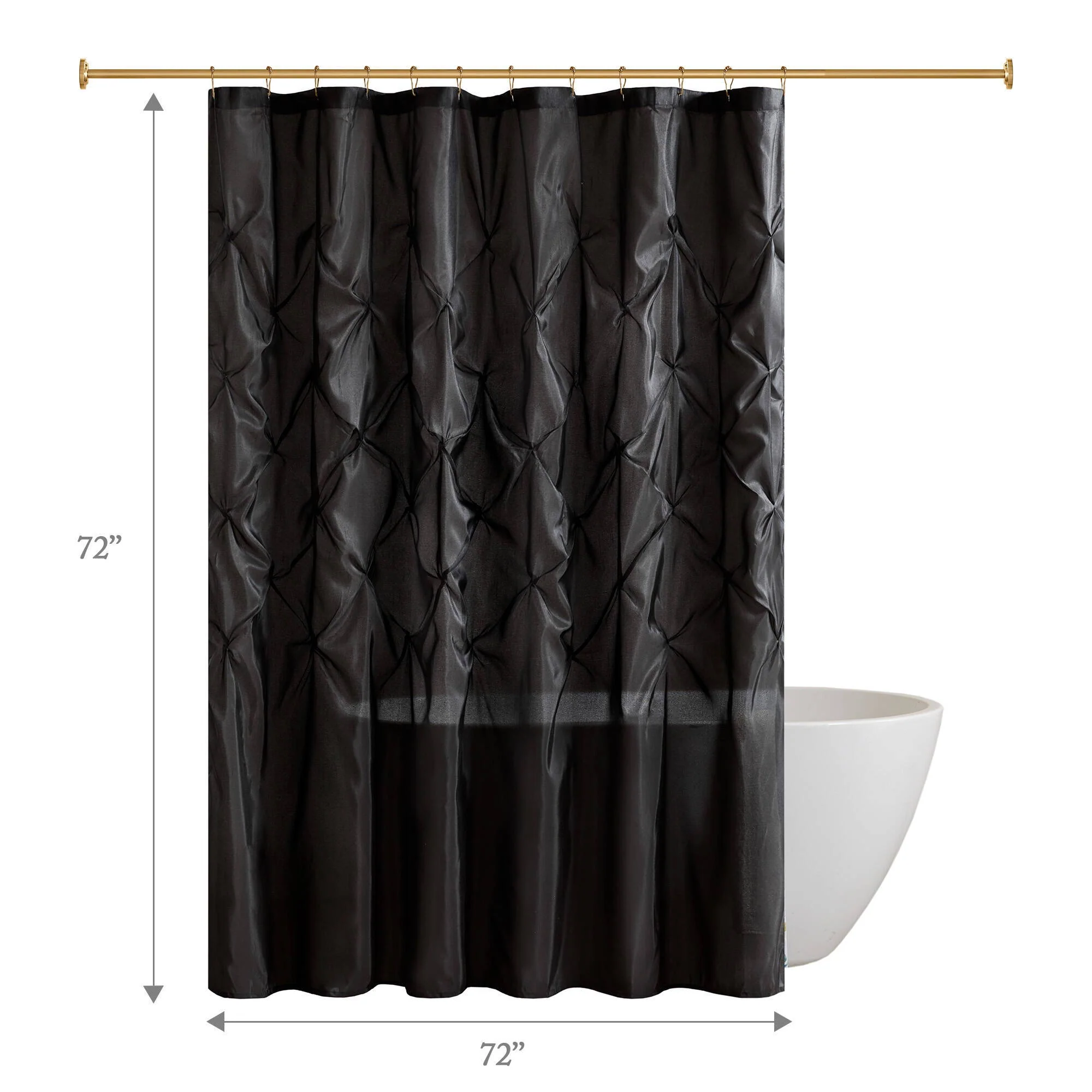 Laurel - Tufted Semi-Sheer Shower Curtain - Black - Image 3