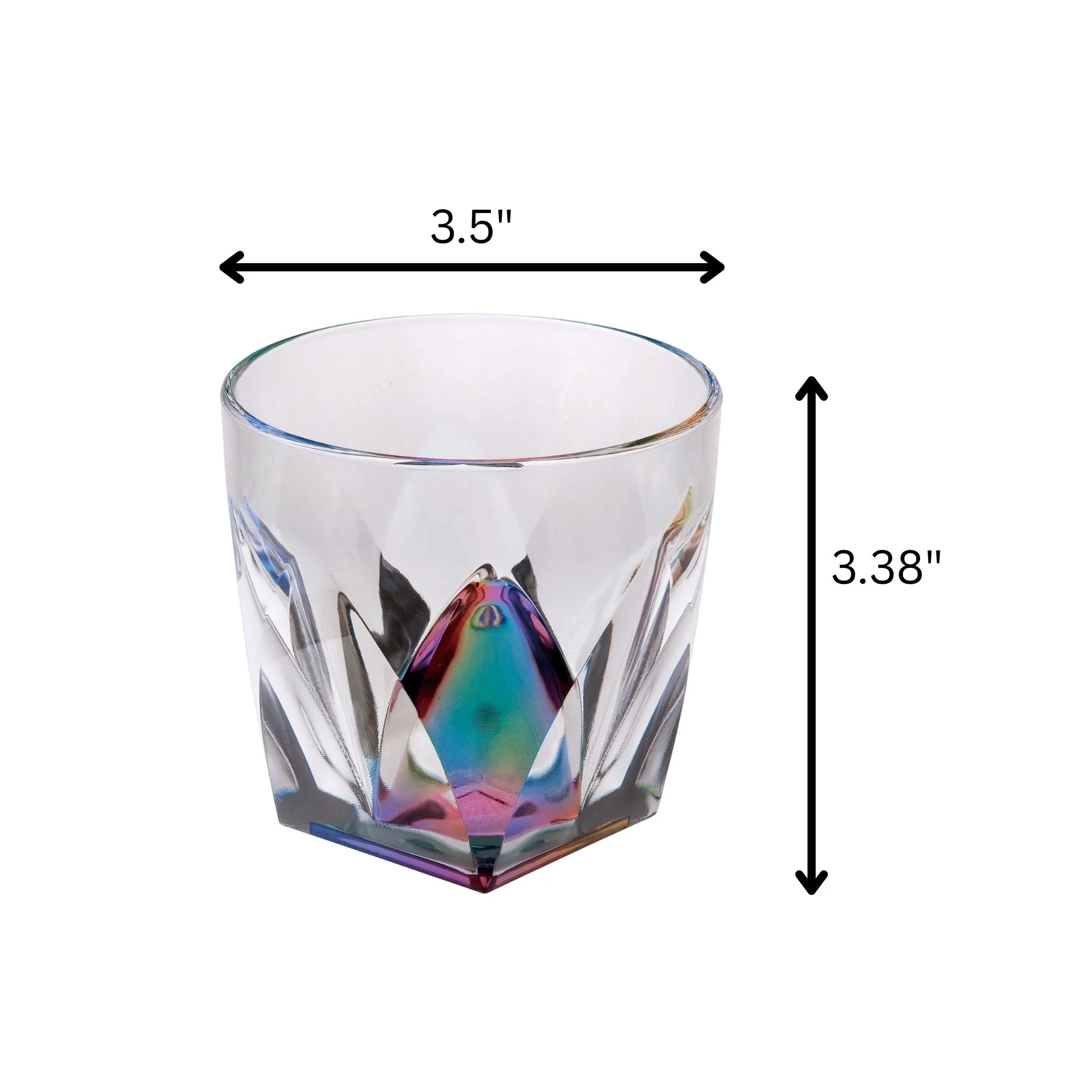 Leading Ware Rainbow Diamond Acrylic Glasses Drinking (Set of 4) Dof 9Oz Bpa Free Plastic Cocktail Glasses - Clear - Image 4