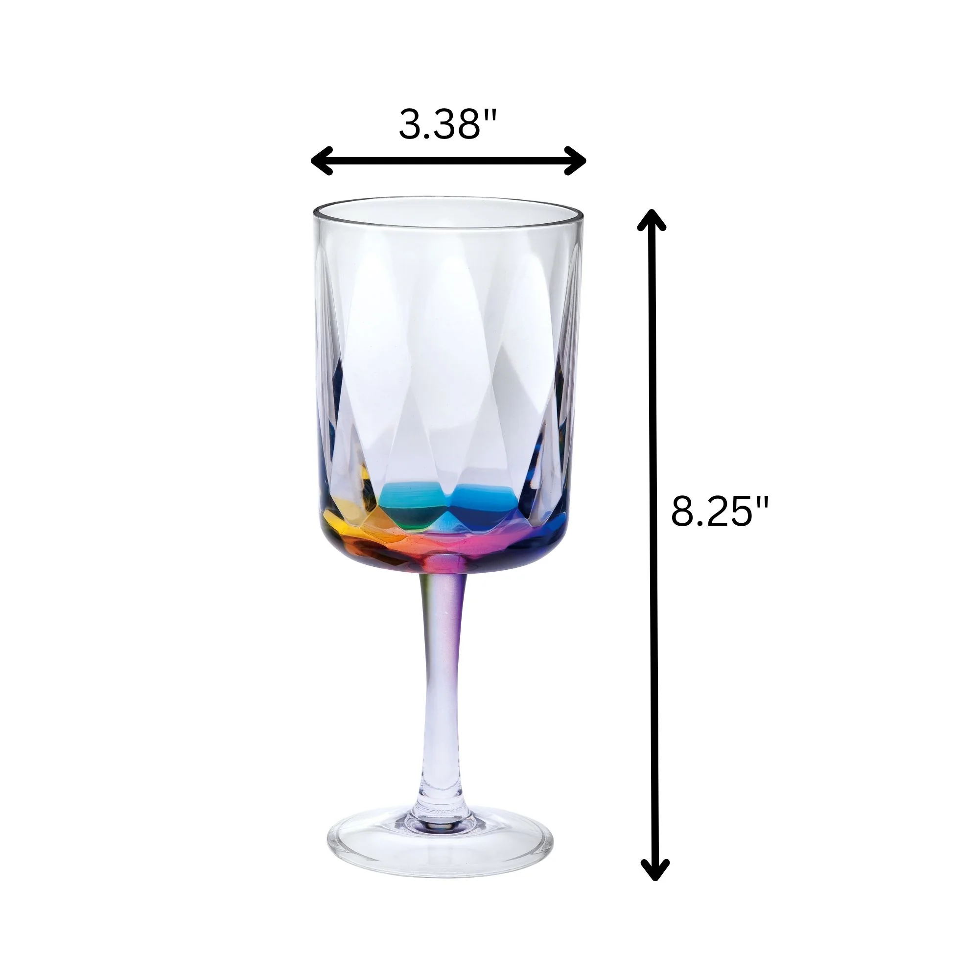 Leadingware Rainbow Diamond Plastic Wine Glasses (Set of 4), Unbreakable Bpa Free Acrylic, 16Oz - Clear - Image 4