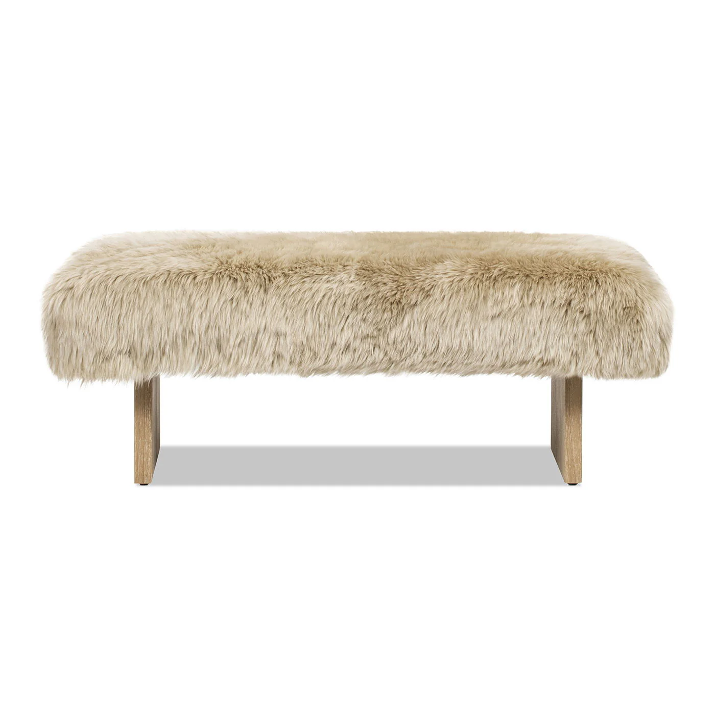 Leda - Sheepskin Fur Rectangular Accent Bench - Natural Blonde - Image 4