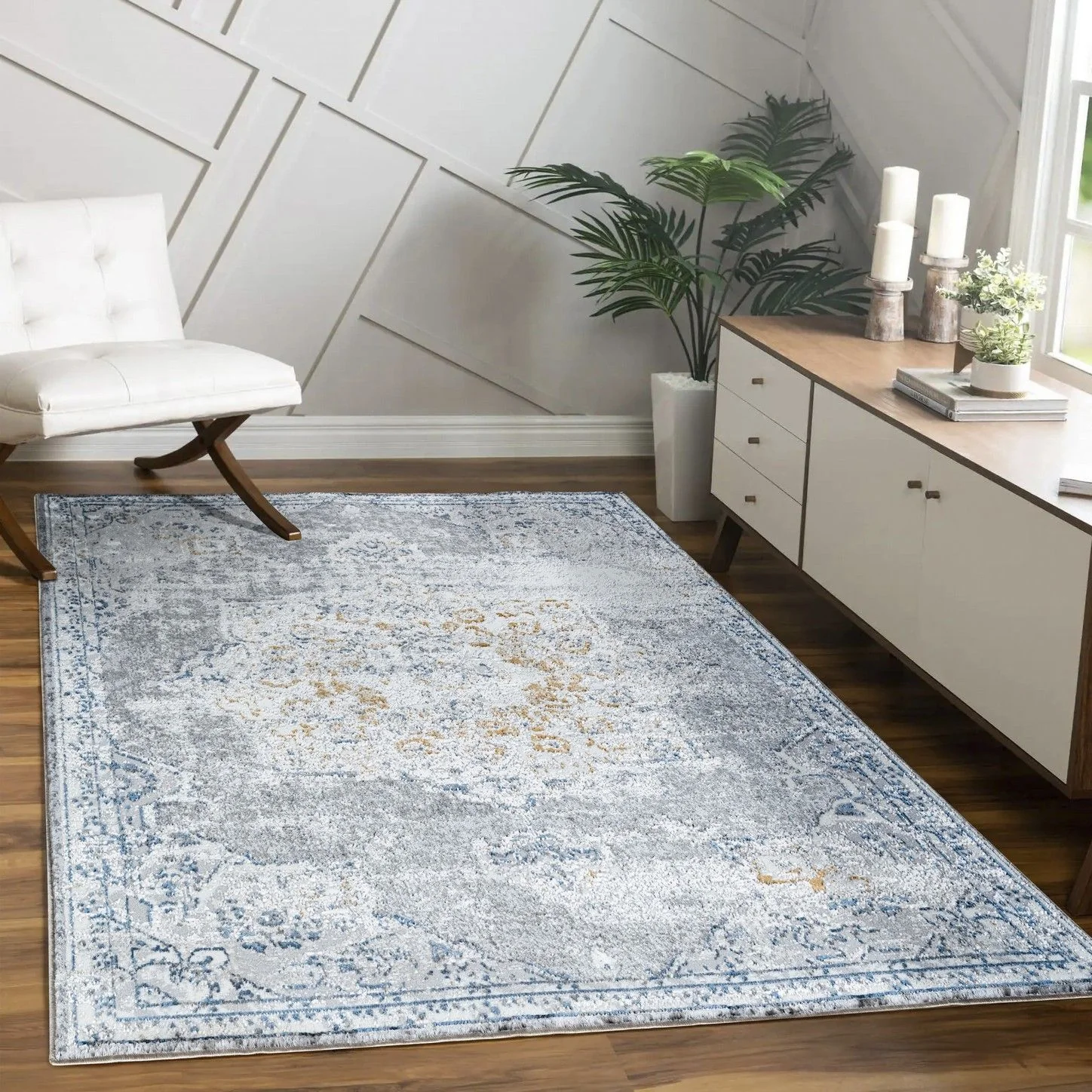 Legacy - 5'3" X 7' Area Rug Polypropylene - Multi / White