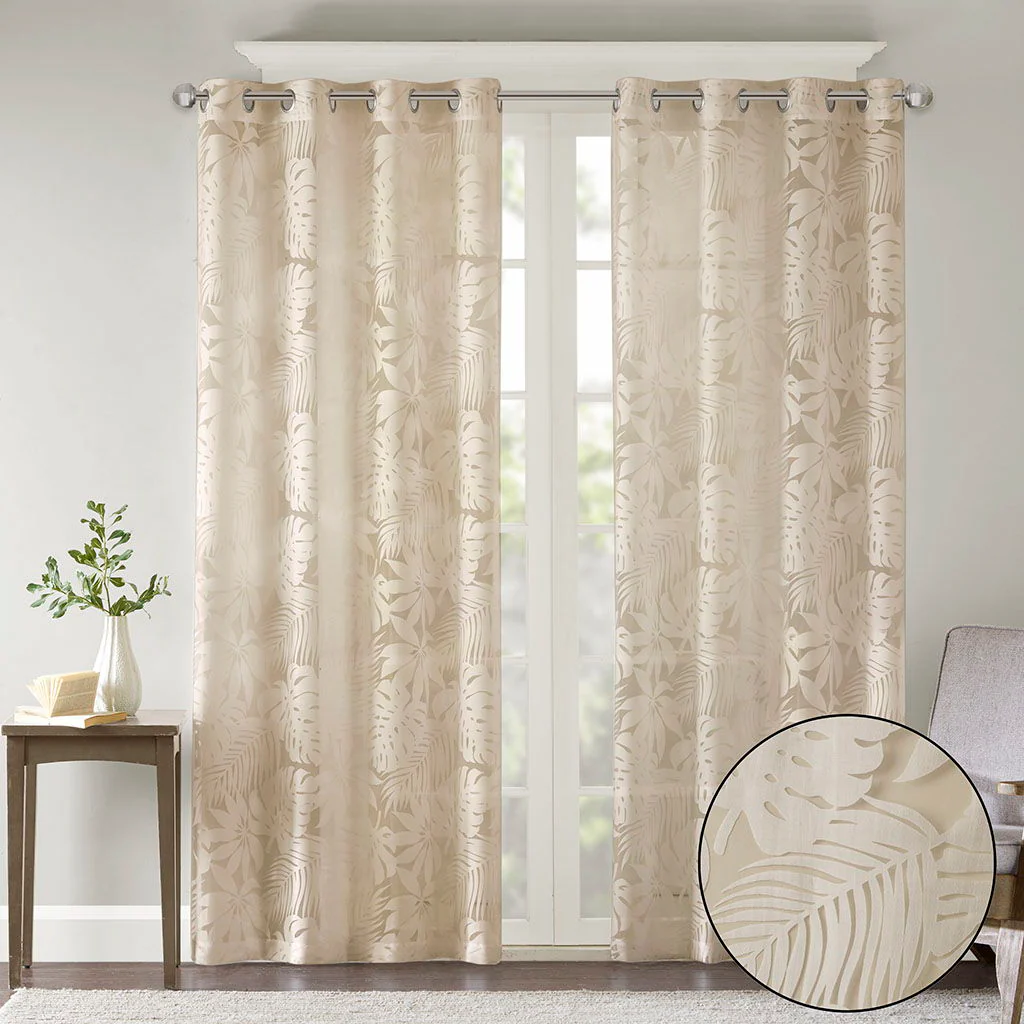 Leilani - 84" Palm Leaf Burnout Window Sheer - Natural - Image 4