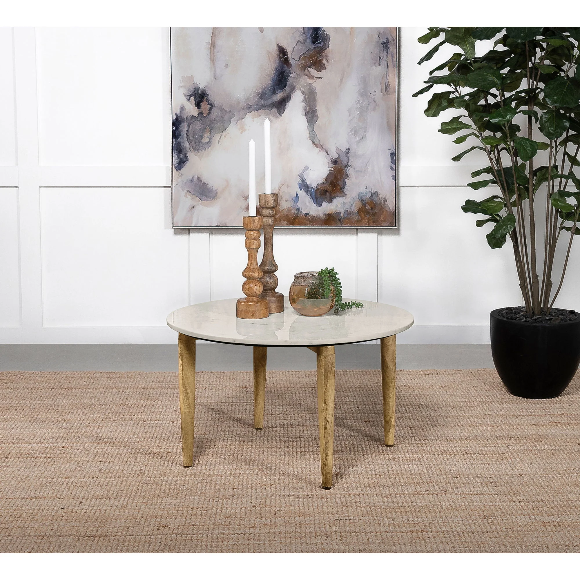 Leska - Round Coffee Table - White - Image 2