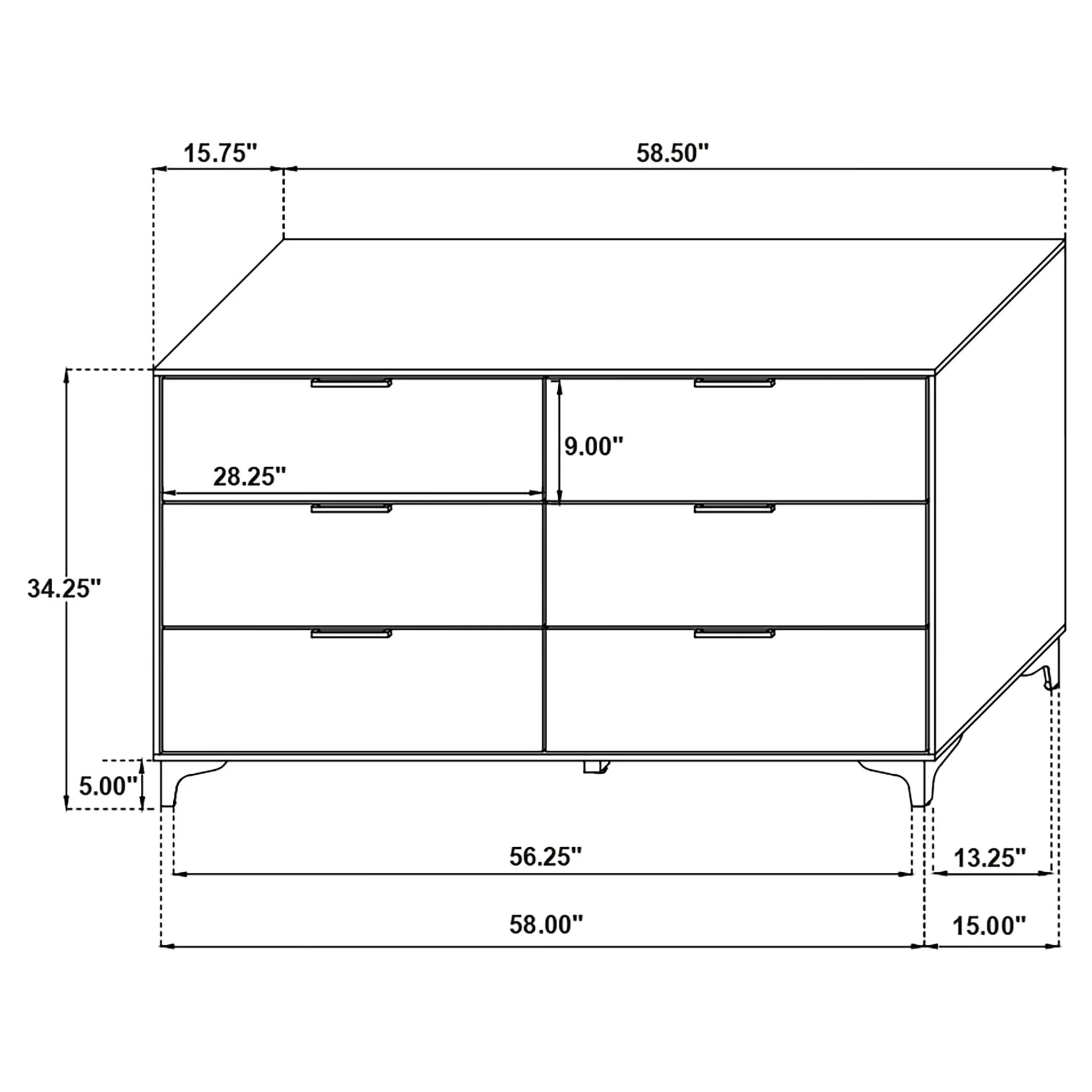 Lexie - 6 Drawer Rectangular Dresser - Black - Image 4