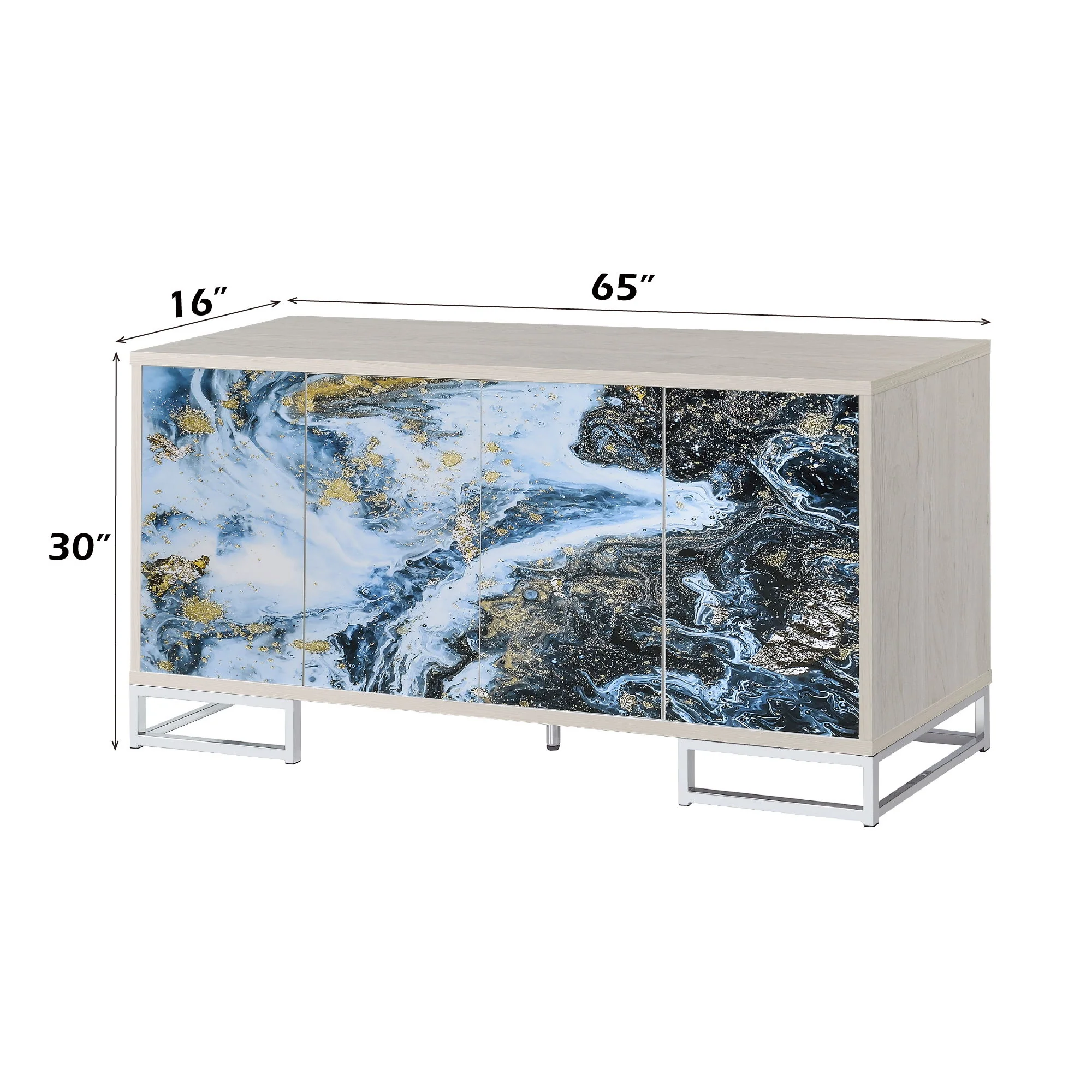 Liam - Marble Paint Console Cabinet - Multi - Image 3