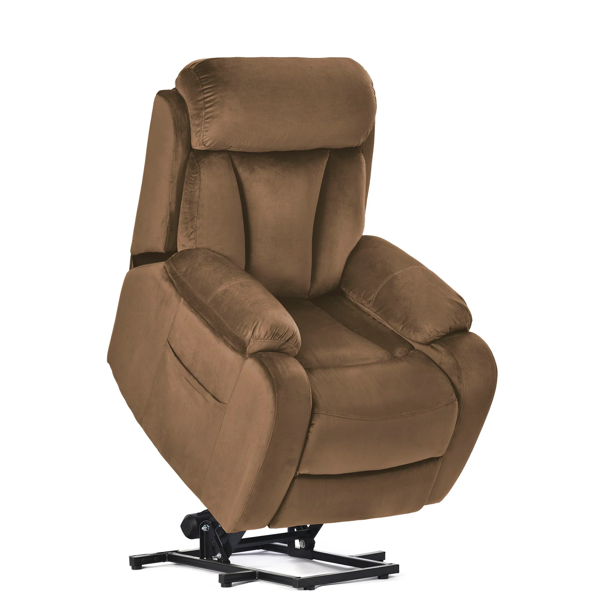 Lift Chair Recliner Power Remote Control Recliner Sofa Relax Soft Chair Anti - Skid Australia Cashmere Fabric Furniture Living Room - Brown - Image 2