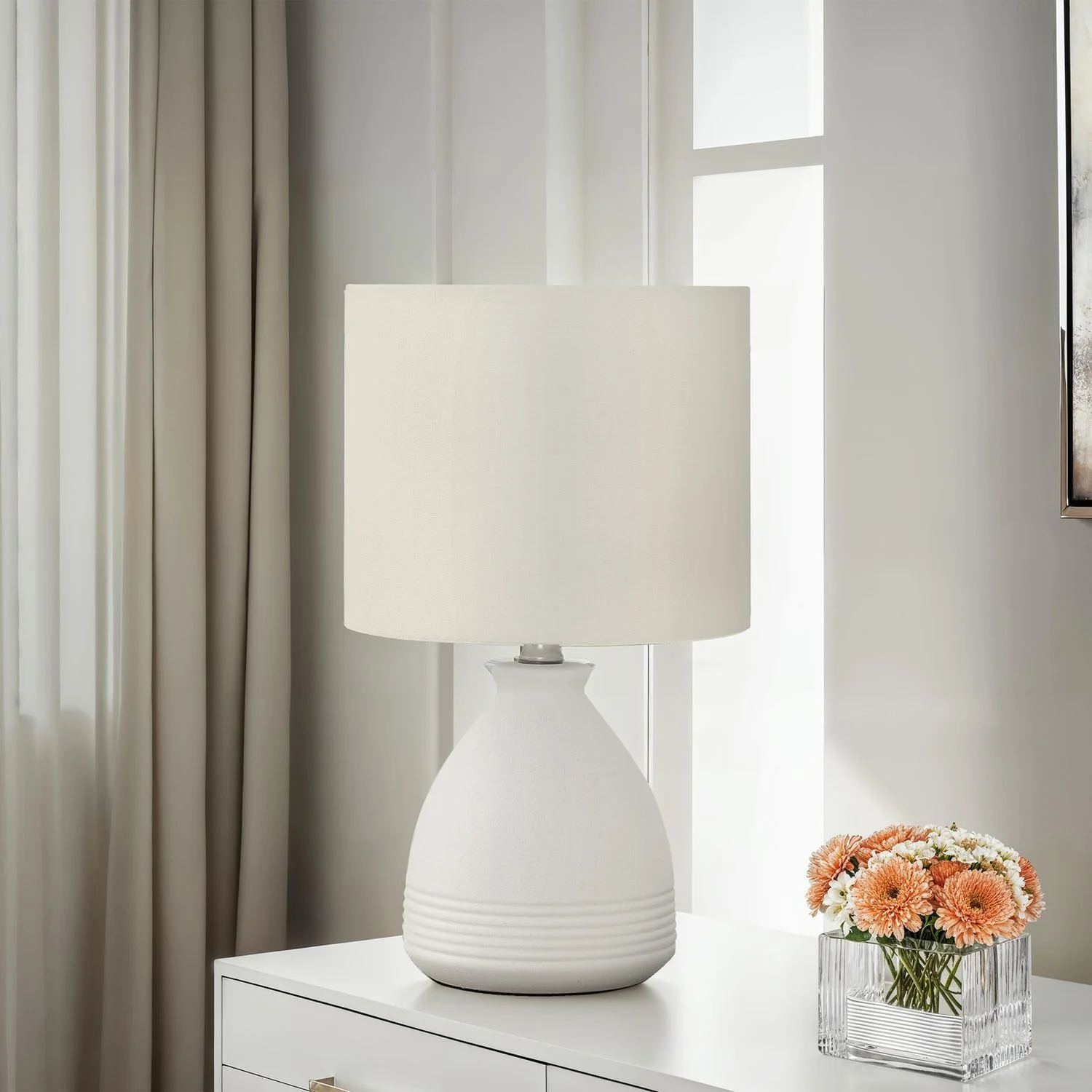 Lighting, Modern Table Lamp - Cream - Image 4