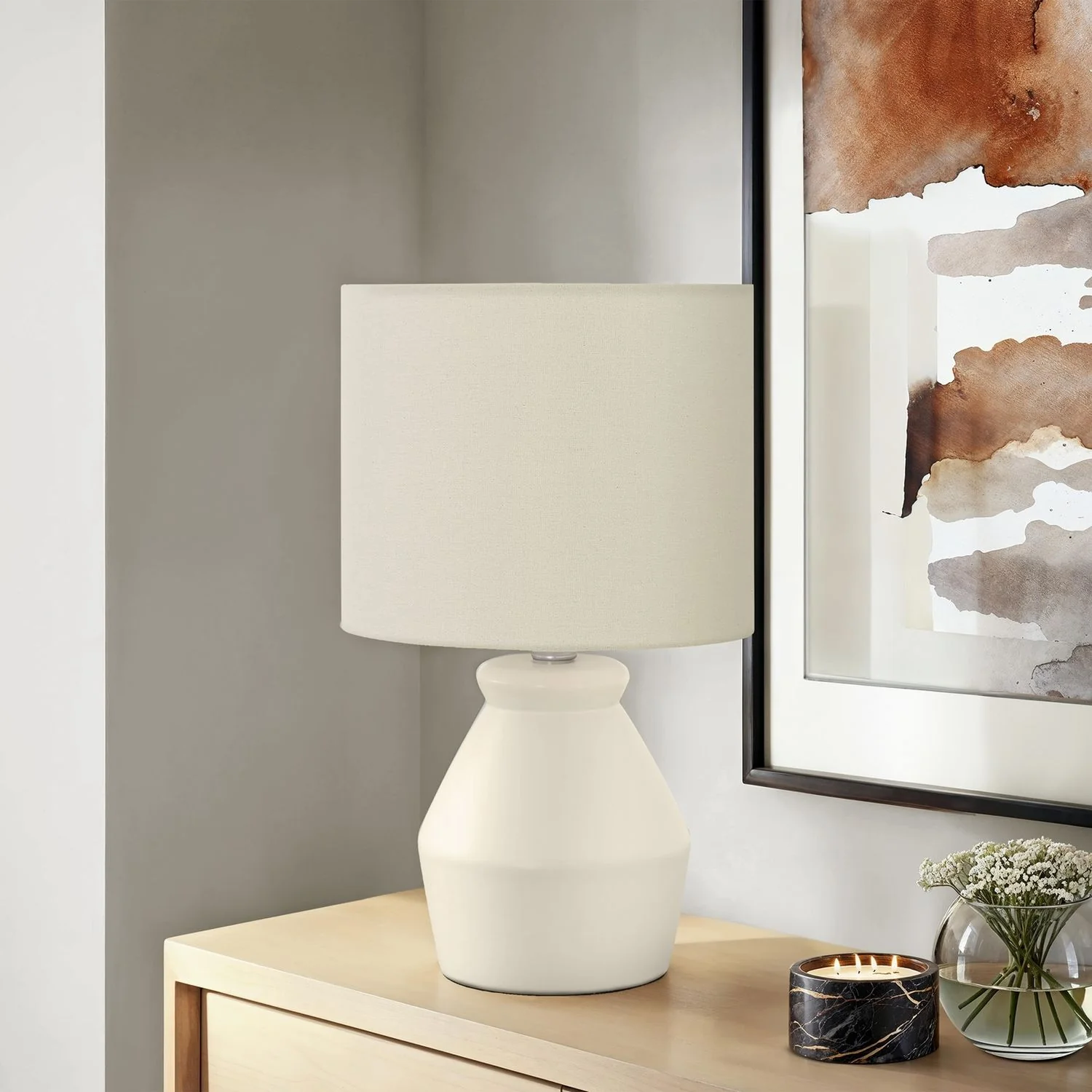 Lighting, Table Lamp Modern - Cream - Image 4
