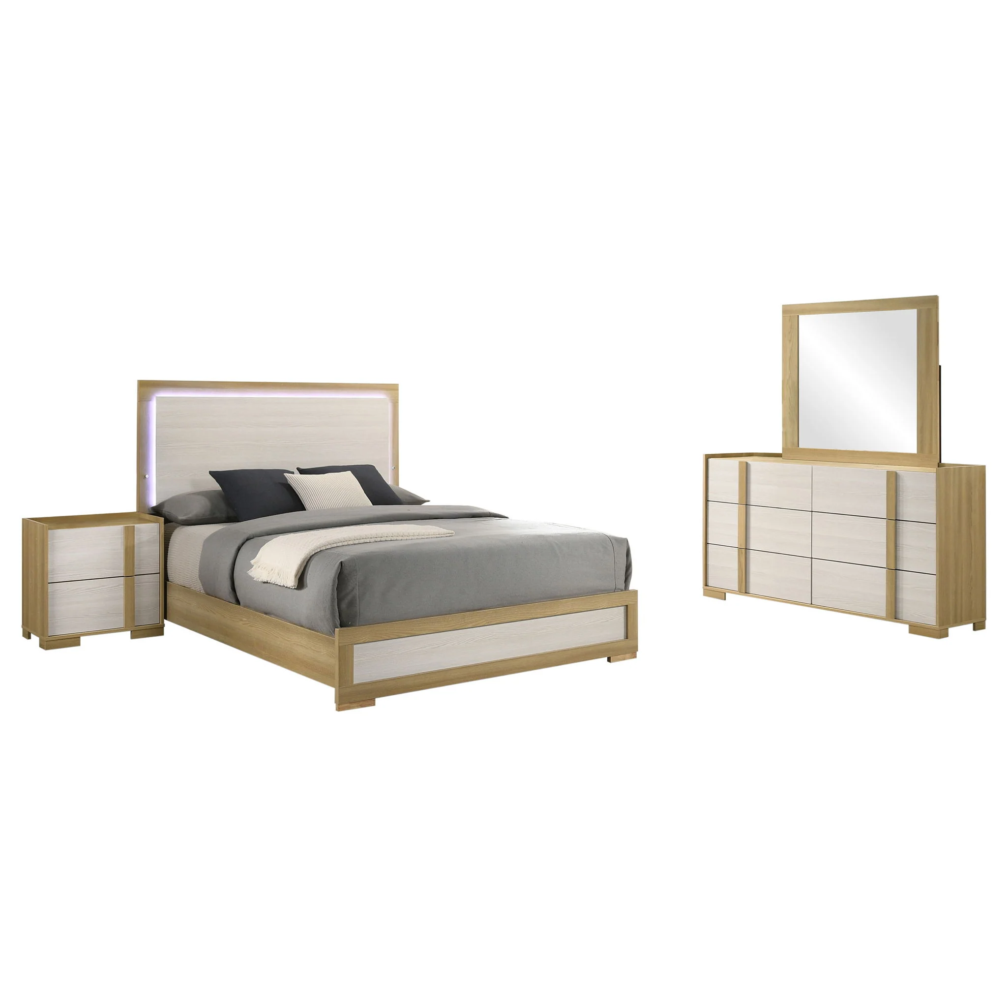 Lincoln - 4 Piece Queen Bedroom Set - Natural - Image 2