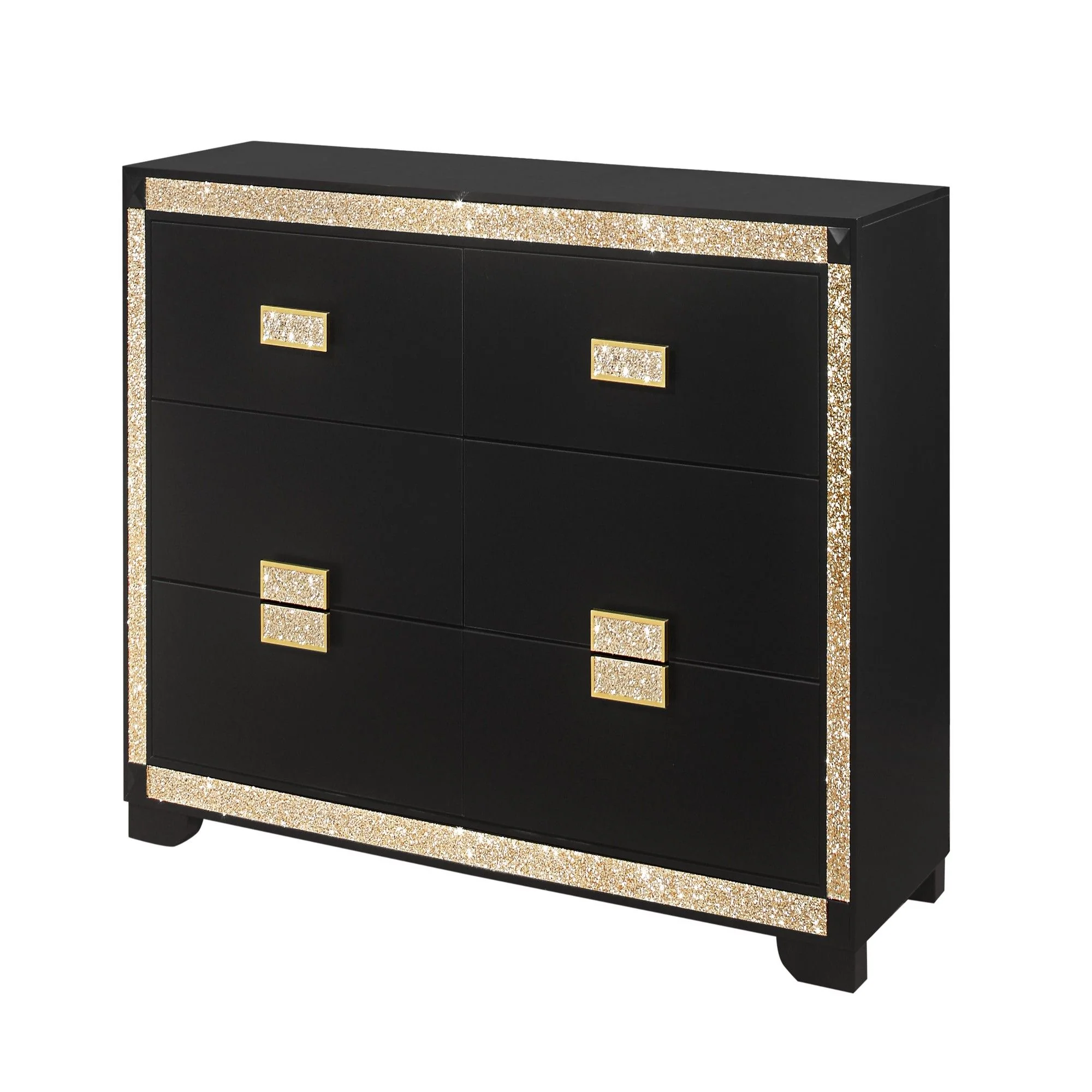 Lively - Dresser With Glitter Detail And Thick Bar Handle Hardware - Black - Image 2