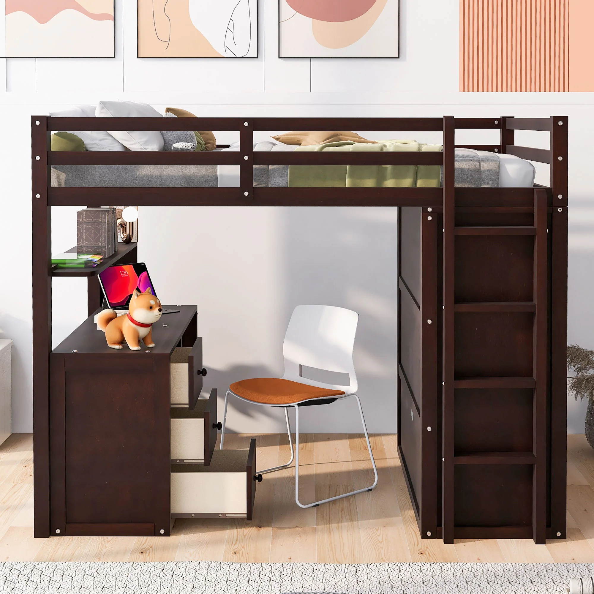 Loft Bed With Drawers, Desk, And Wardrobe - Image 20