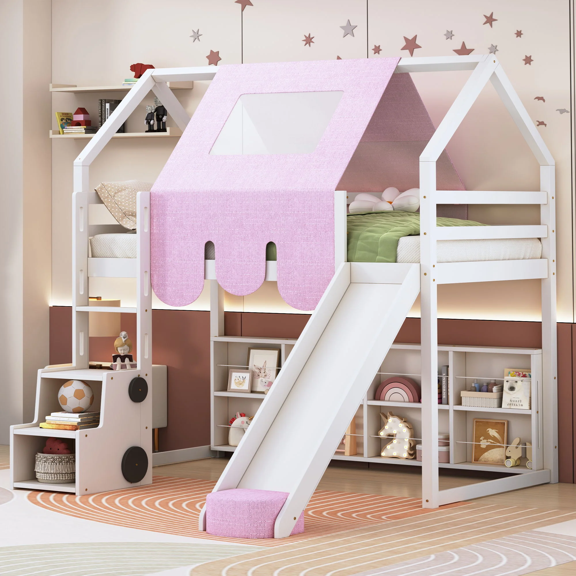 Loft Bed With House Shaped Frame And Tent - Image 13