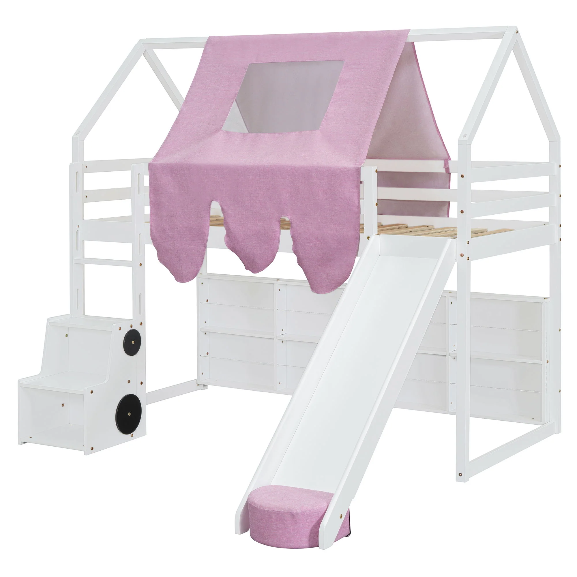 Loft Bed With House Shaped Frame And Tent - Image 2