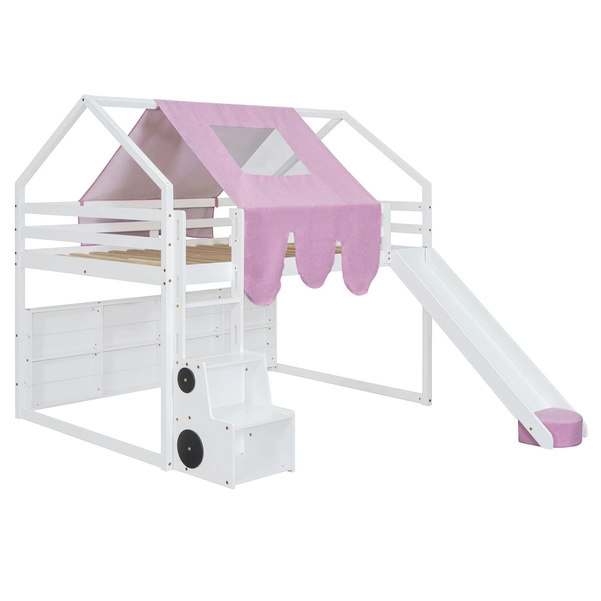 Loft Bed With House Shaped Frame And Tent - Image 3