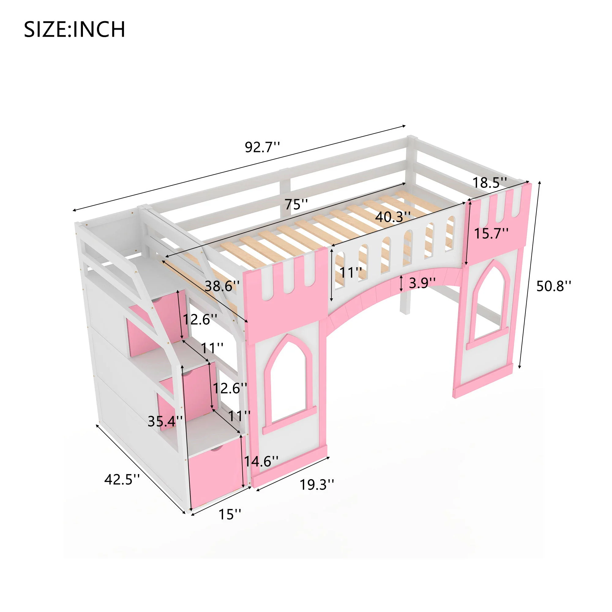 Loft Bed With Storage Staircase And Windows - Image 7