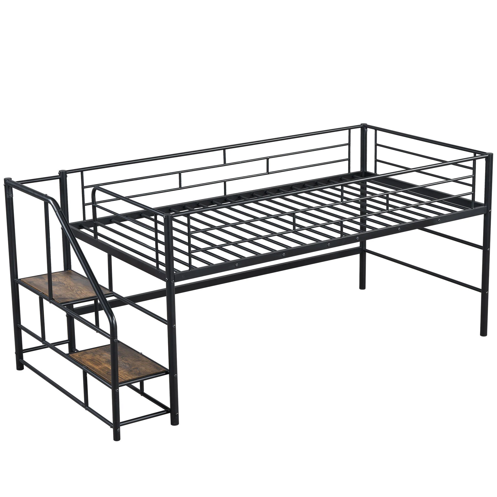 Loft Bed With Storage Stairs And Metal Frame