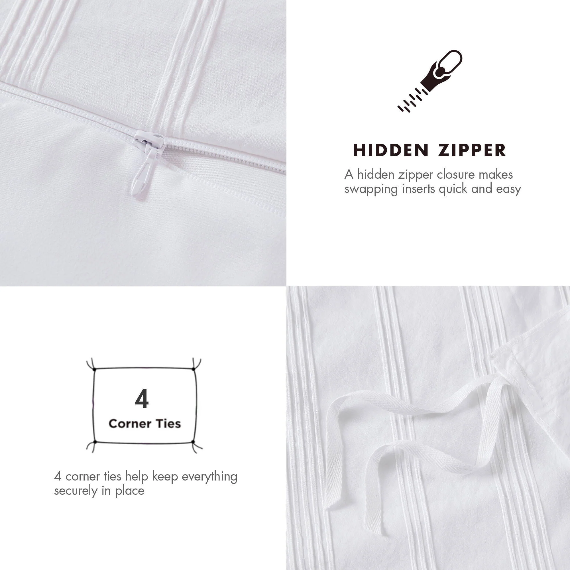 Logan - Twin/Twin Long Striped Duvet Set - White - Image 3