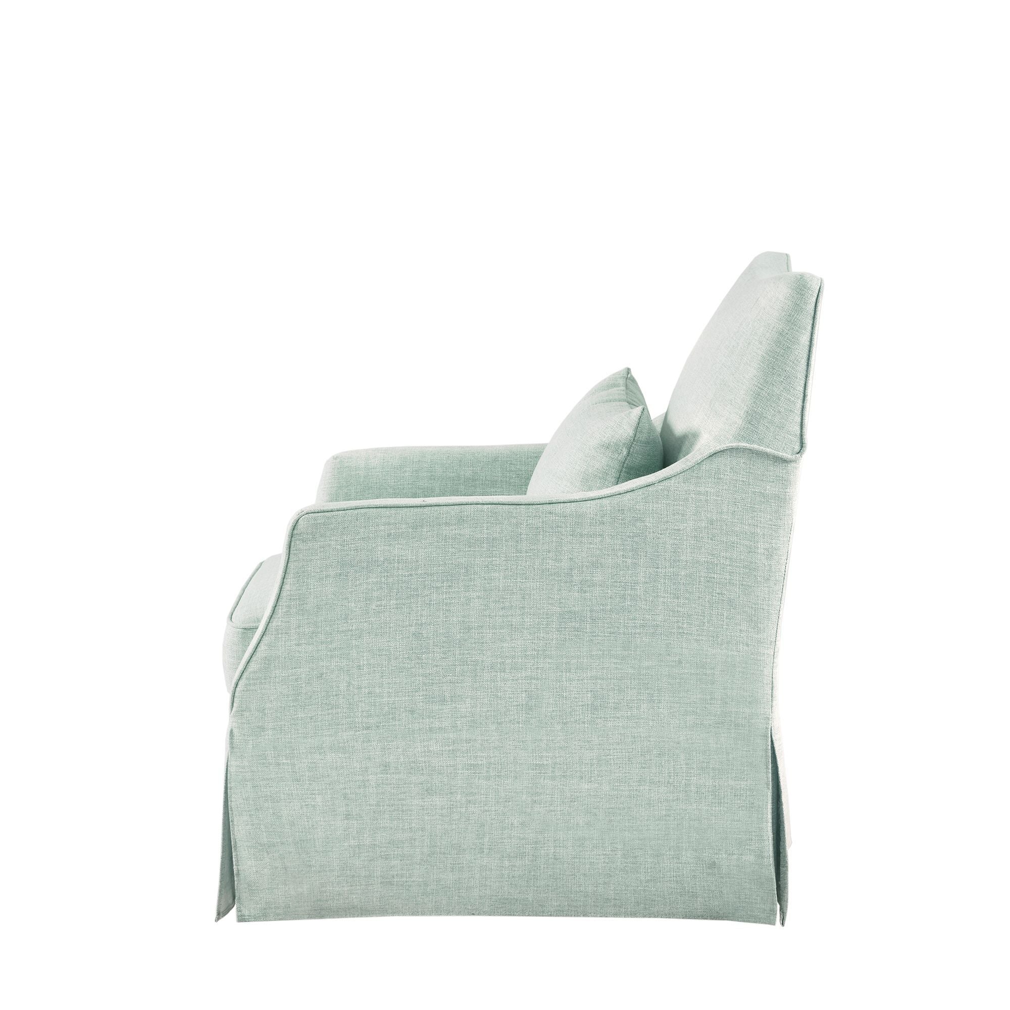 London - Upholstered Skirted Swivel Armchair With Lumbar Pillow - Mint - Image 3