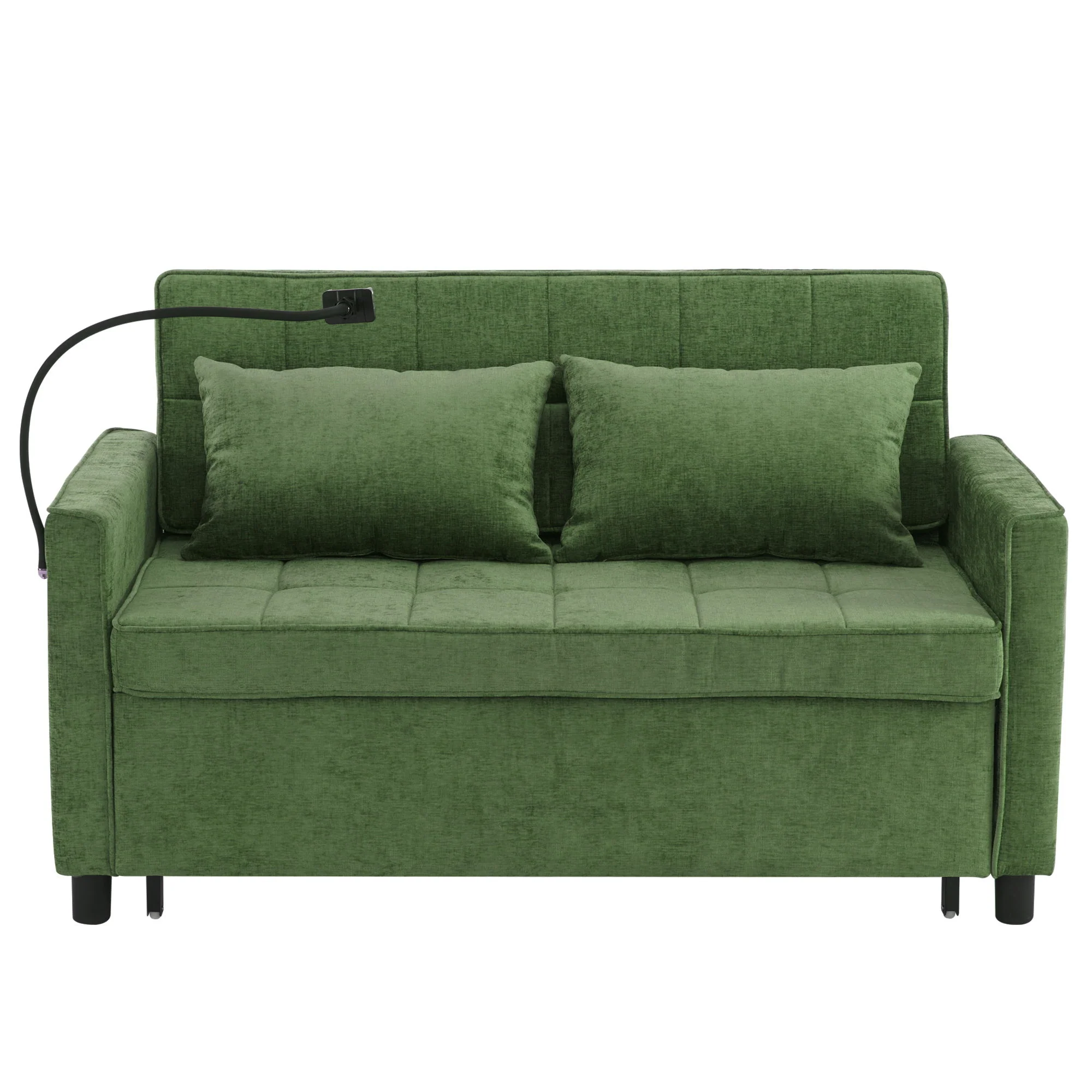 Loveseat Sofa Bed Sleeper With Reversible Backrest, Side Pockets, USB Ports, Phone Holder - Image 2