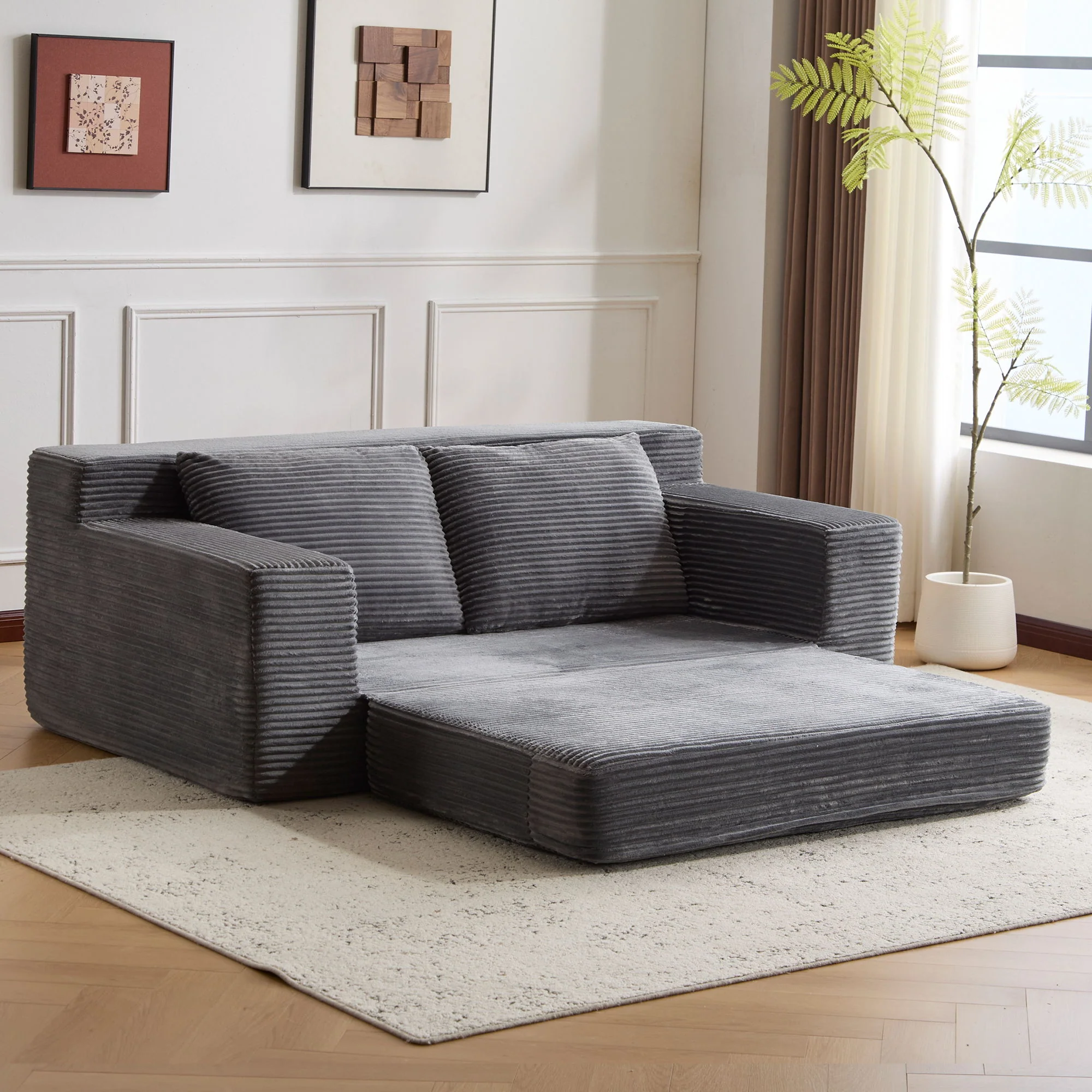 Comfortable Deep Seat Loveseat Sofa Bed, Reversible Cushion With Pillows - Image 9