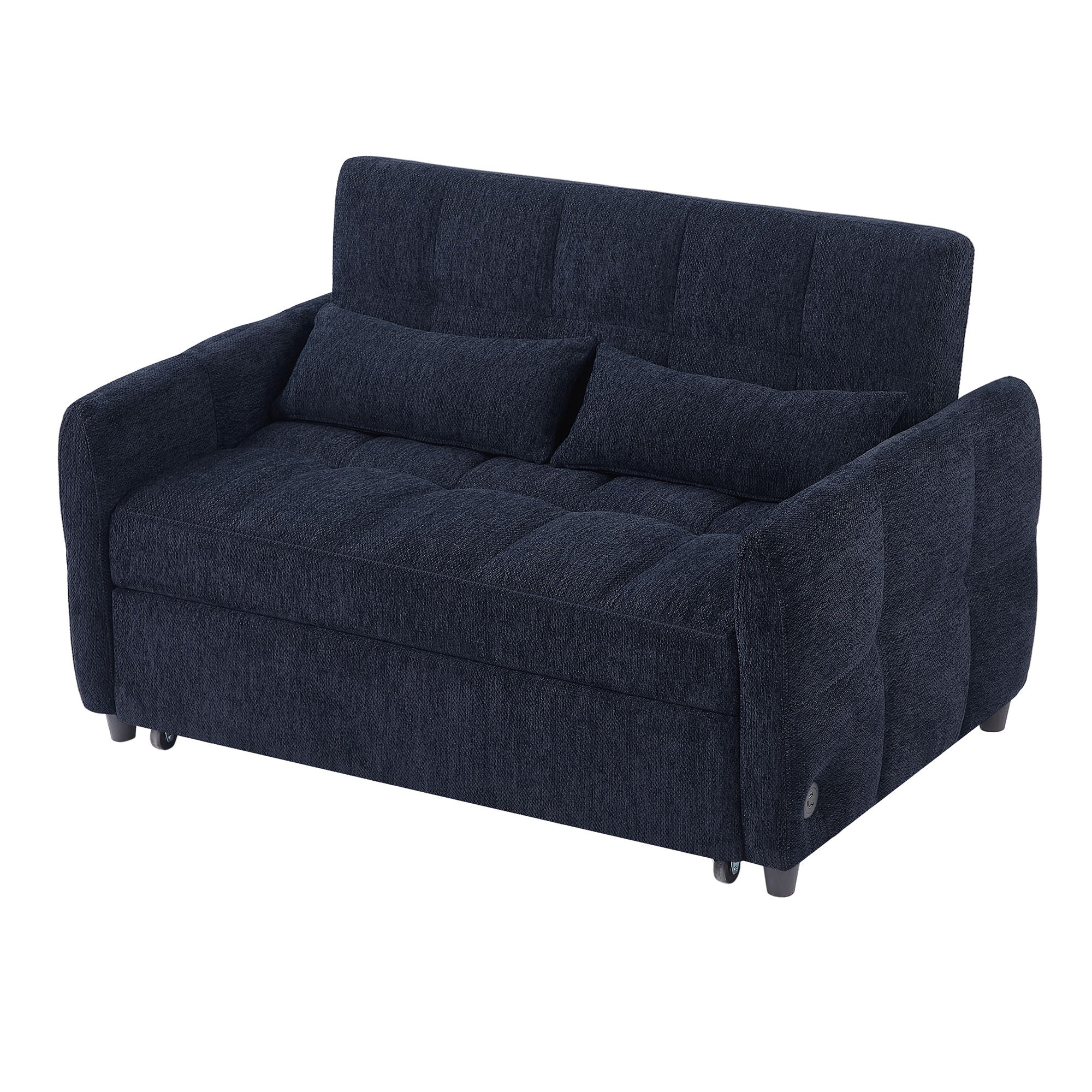 Loveseat Sofa Pull-Out Bed With Adjustable Backrest, 3 USB Ports And 2 Lumbar Pillows For Living Room - Image 4