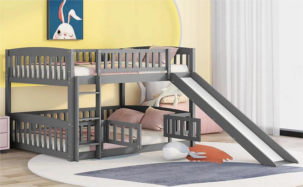 Low Bunk Bed With Slide, Fence And Ladder - Image 8