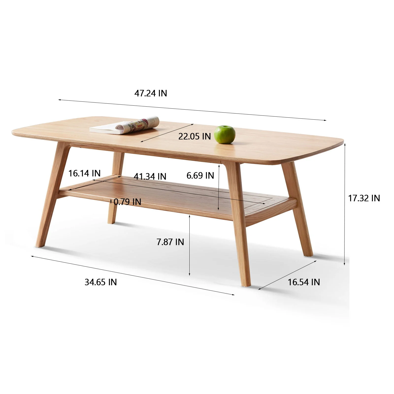 Low Coffee Table With Storage Shelf - Image 4