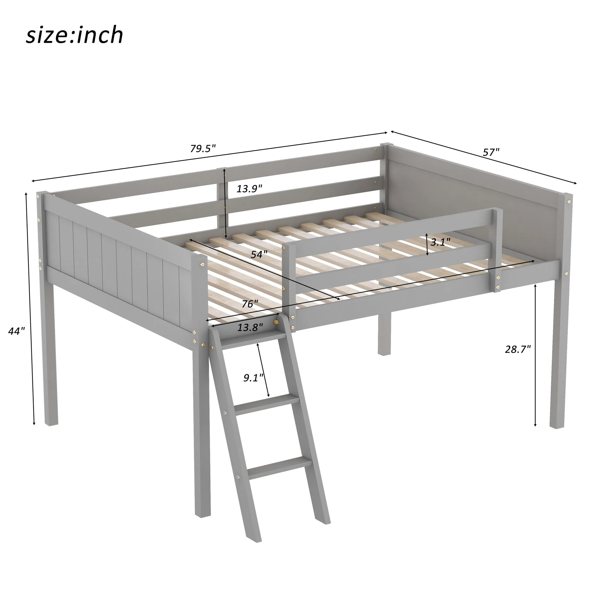 Low Loft Bed With Adjustable Ladder - Image 12