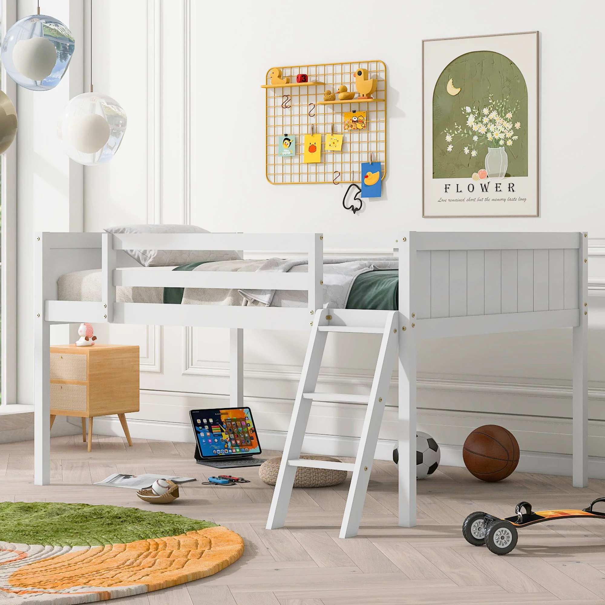 Low Loft Bed With Adjustable Ladder - Image 14