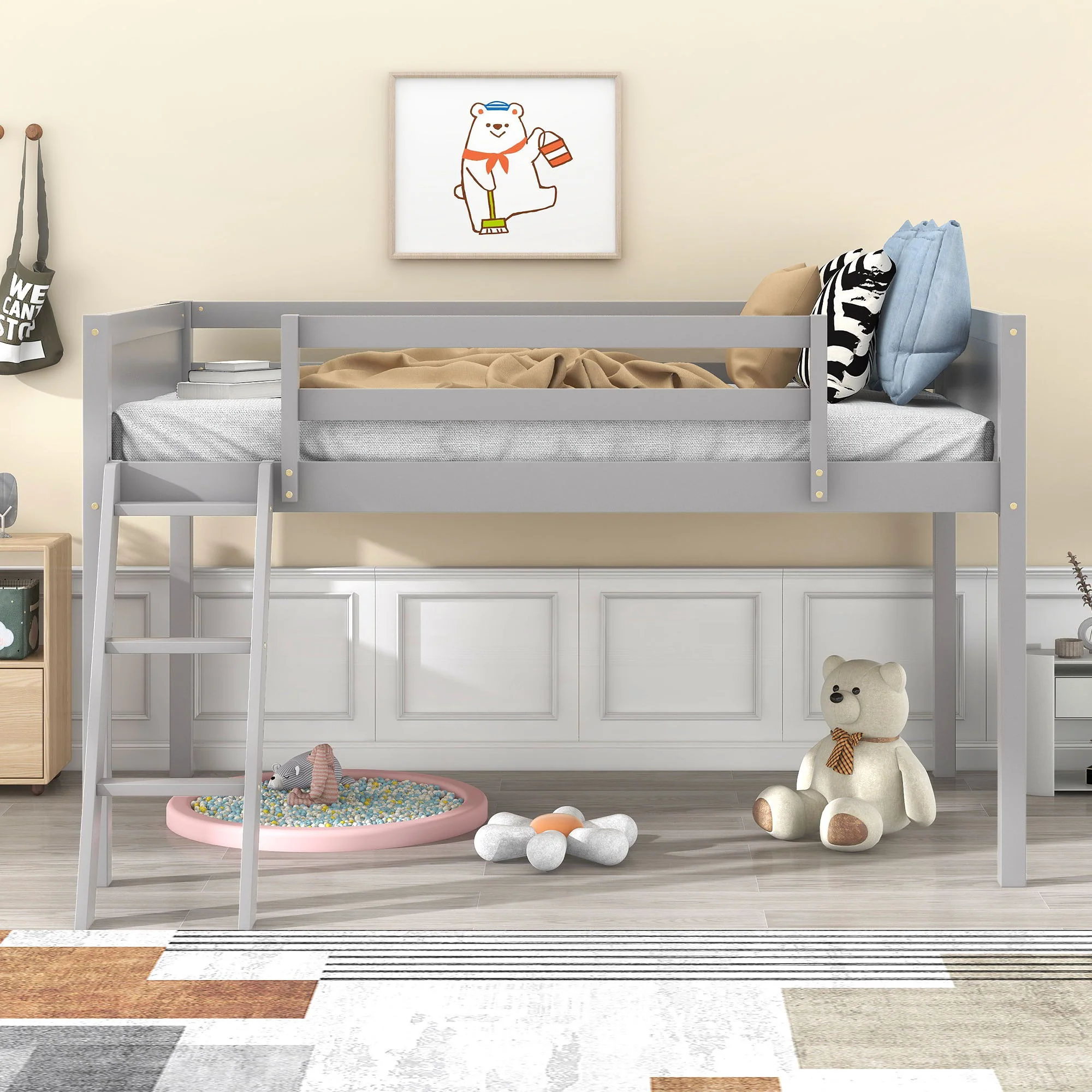 Low Loft Bed With Adjustable Ladder - Image 15
