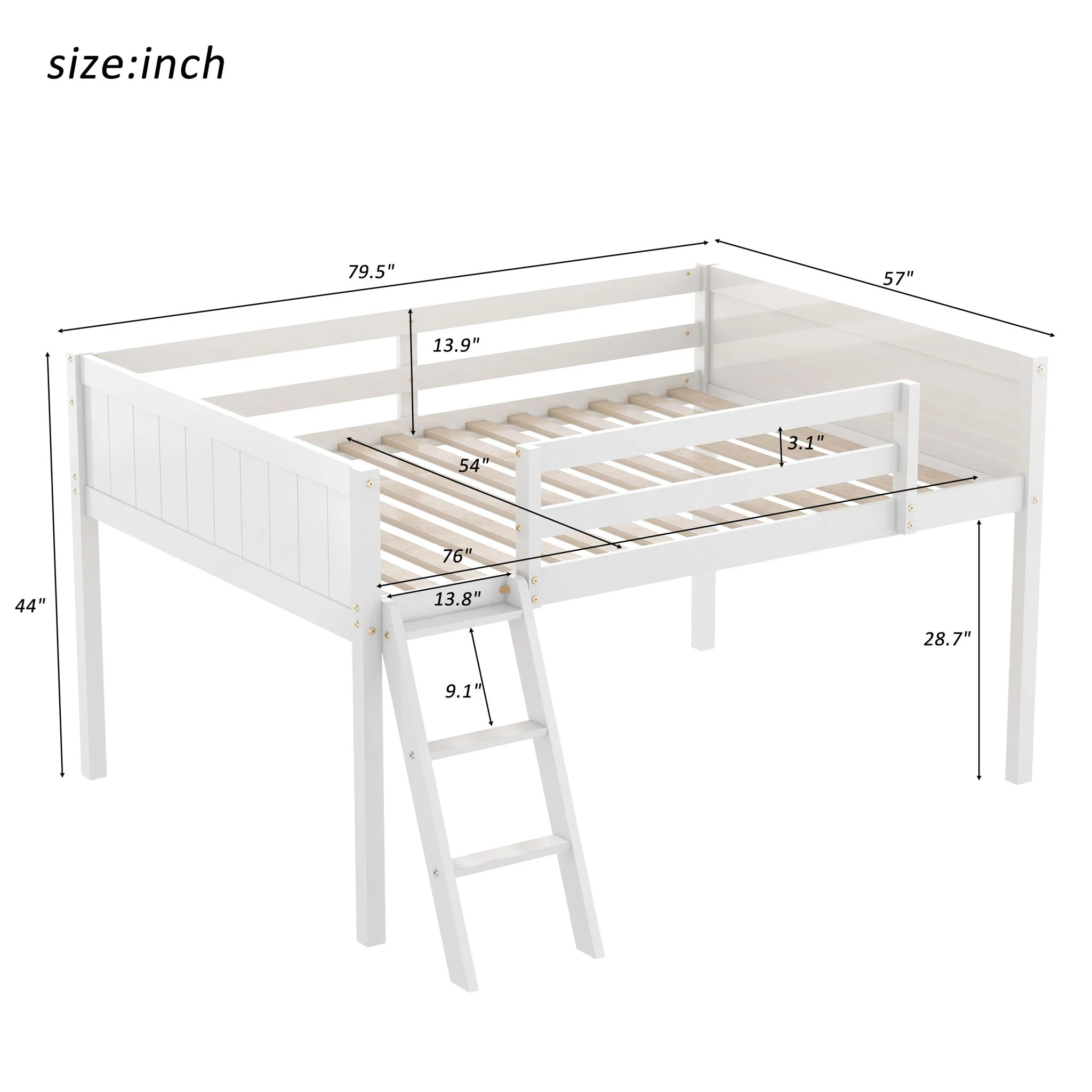 Low Loft Bed With Adjustable Ladder - Image 6