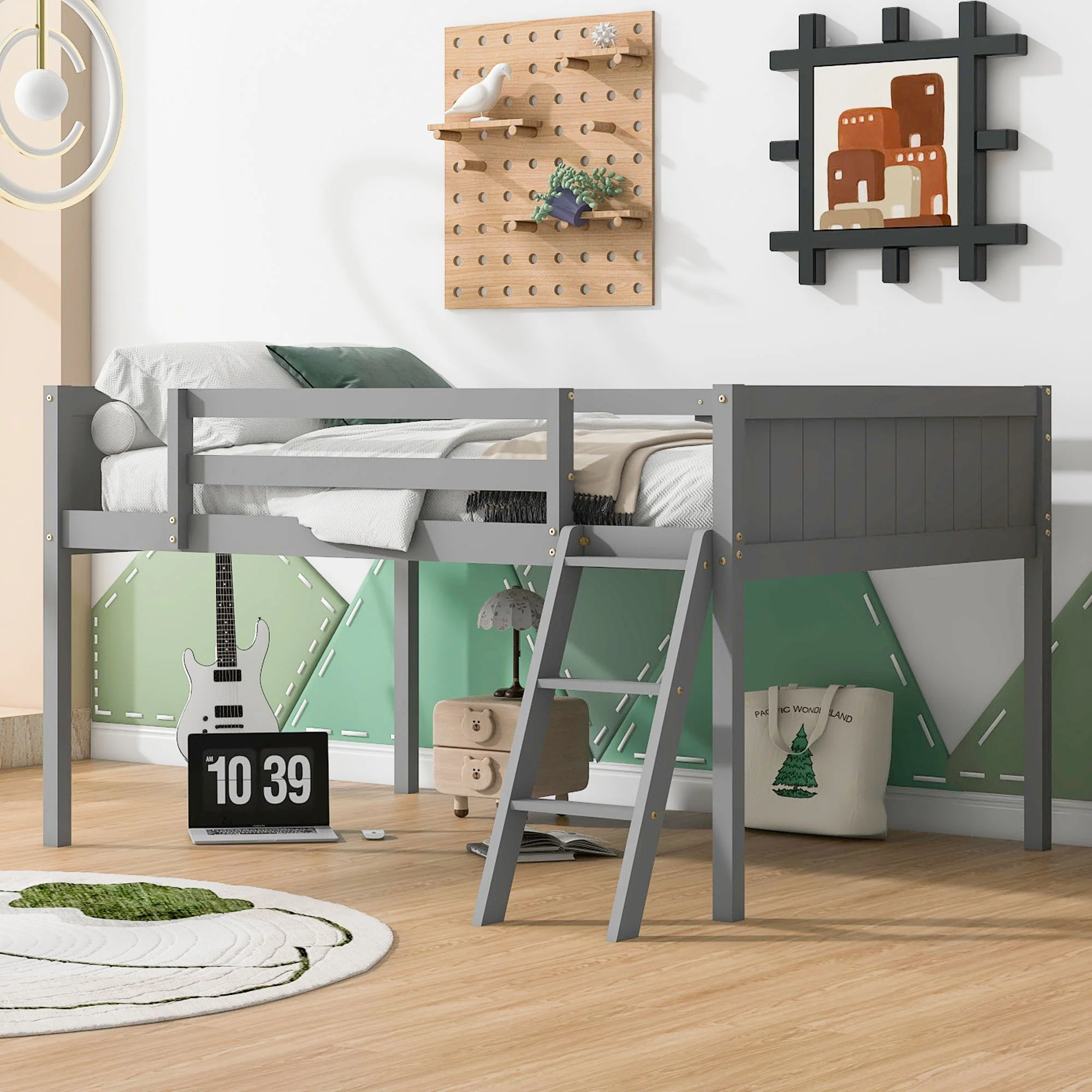 Low Loft Bed With Adjustable Ladder - Image 7