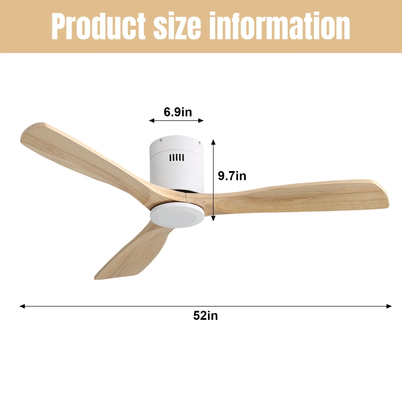 Low Profile Ceiling Fan DC, 3 Blade, Noiseless Reversible Motor, Remote Control - Image 5