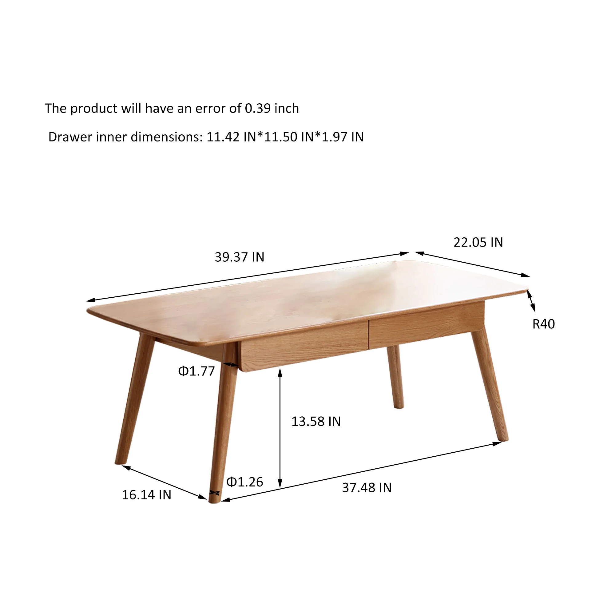 Low Table, Coffee Table With Storage Shelf - Natural - Image 3