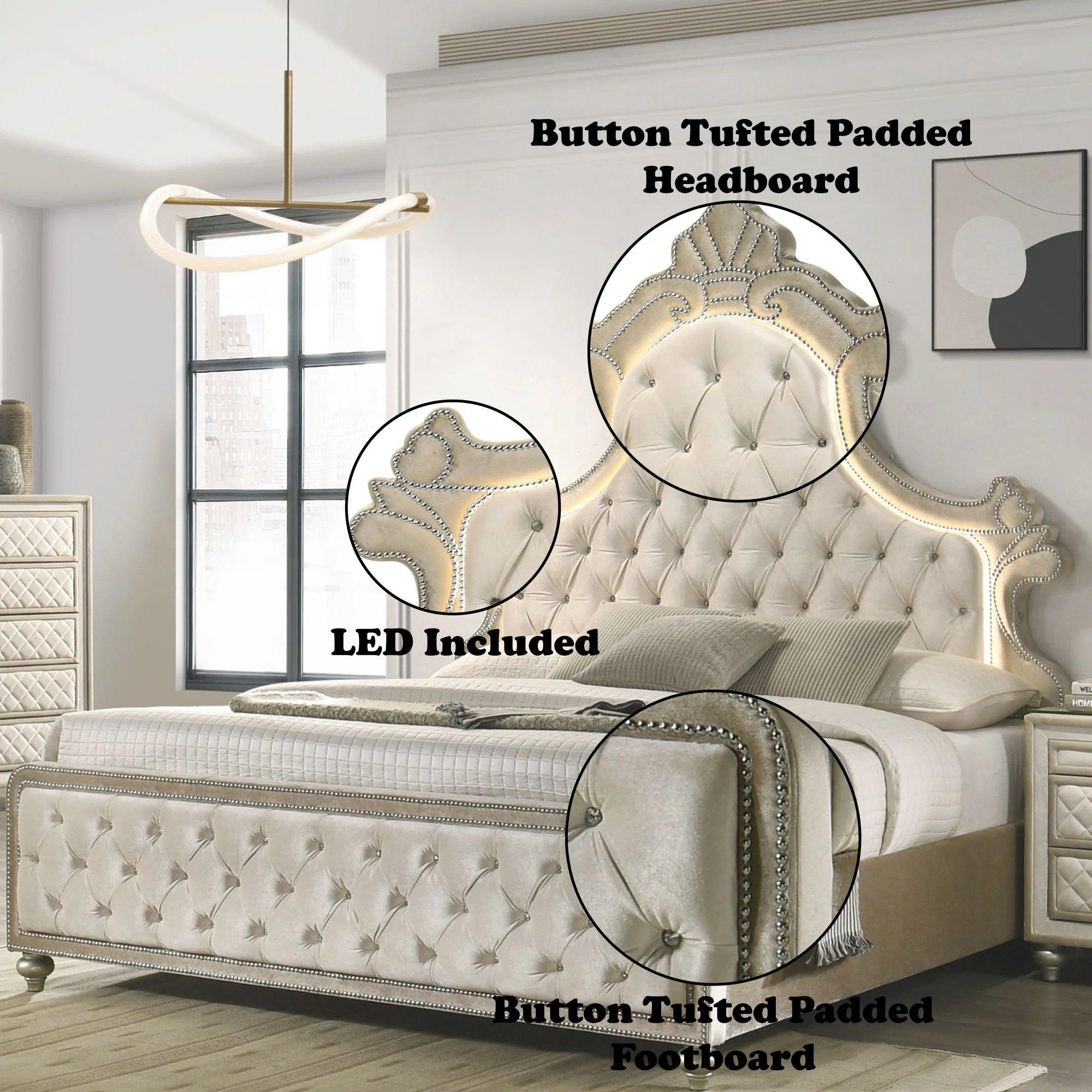 Lucienne - Bed With LED Lighting - Image 4