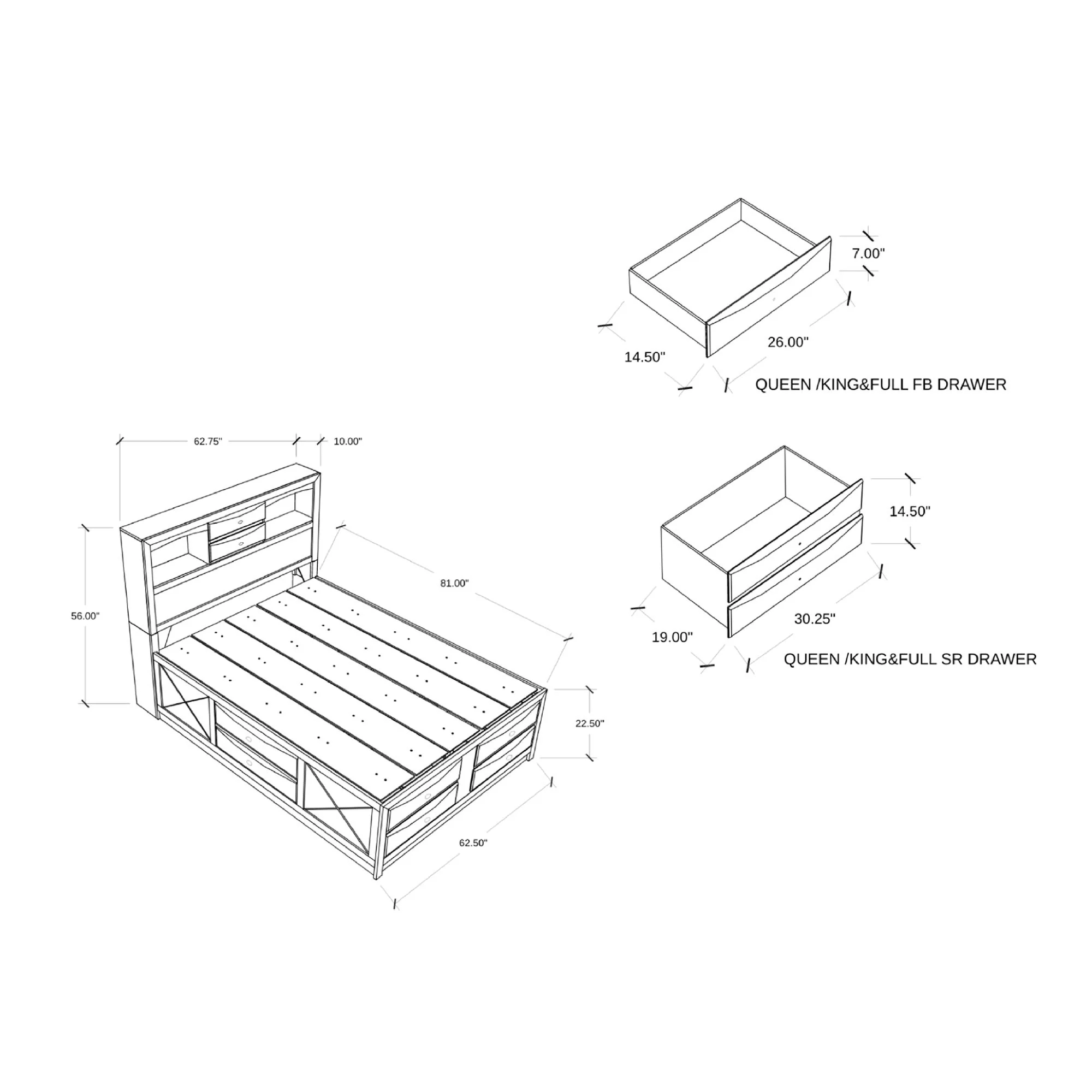 Lucille - Bed With Storage And Bookcase Headboard - Image 5