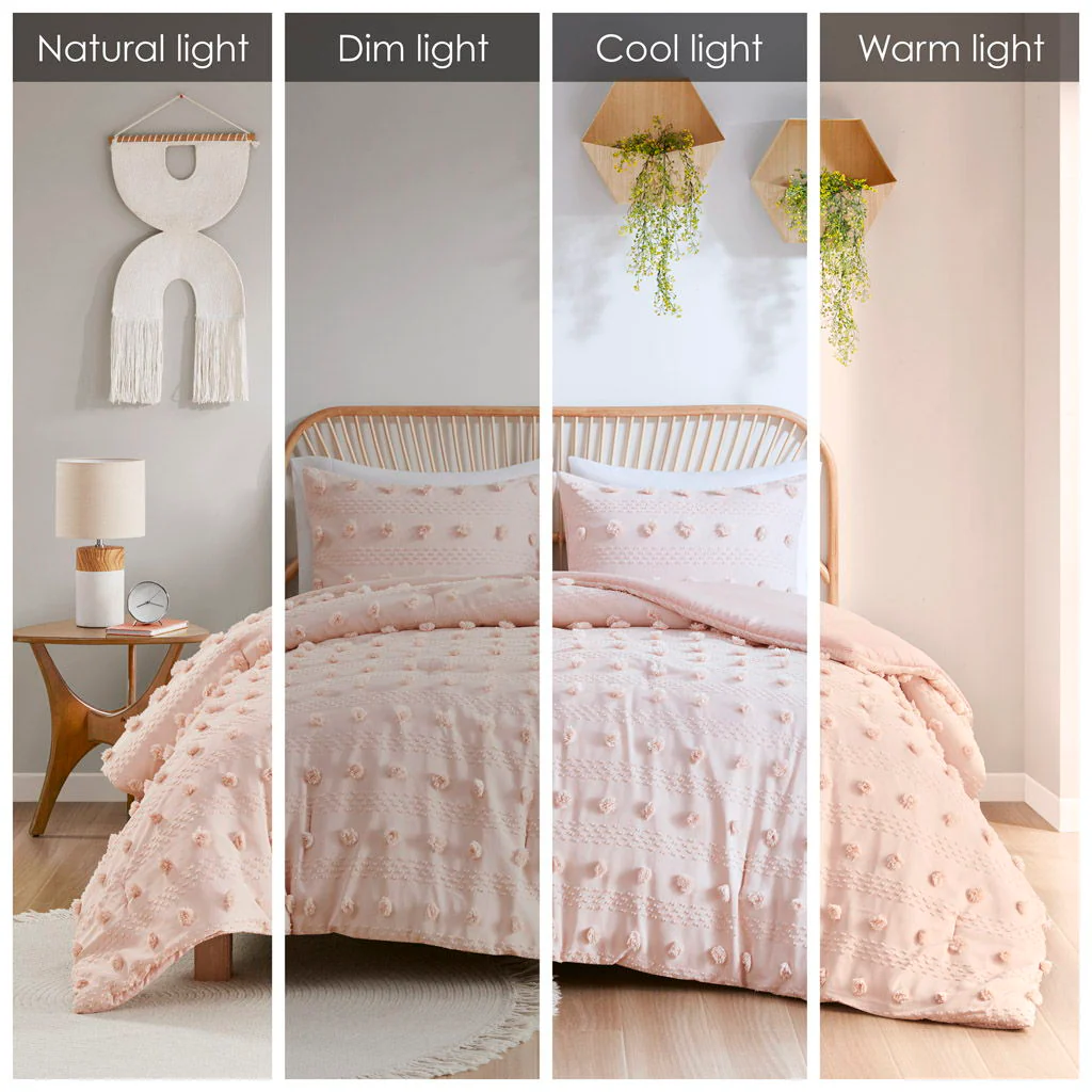 Lucy - Clip Jacquard King Comforter Set - Pink - Image 2