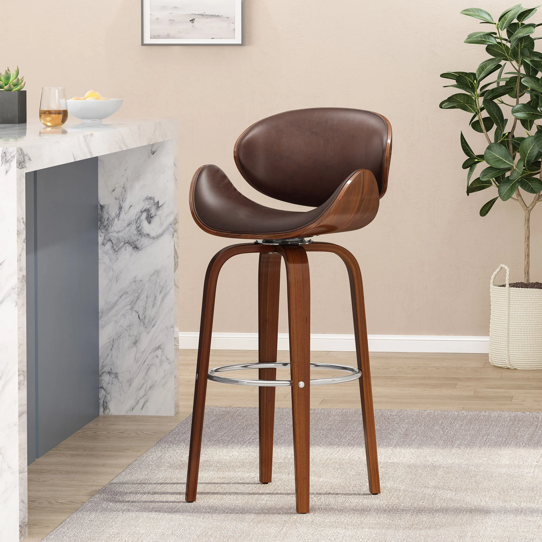 Lumos - Mid Century Modern Upholstered Swivel Barstool - Image 7