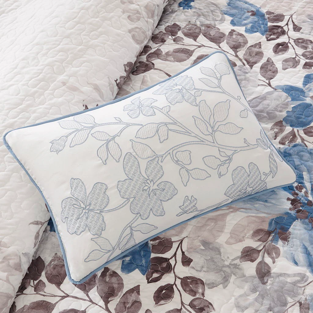 Luna - 6 Piece Reversible Coverlet Set - Blue - Image 3