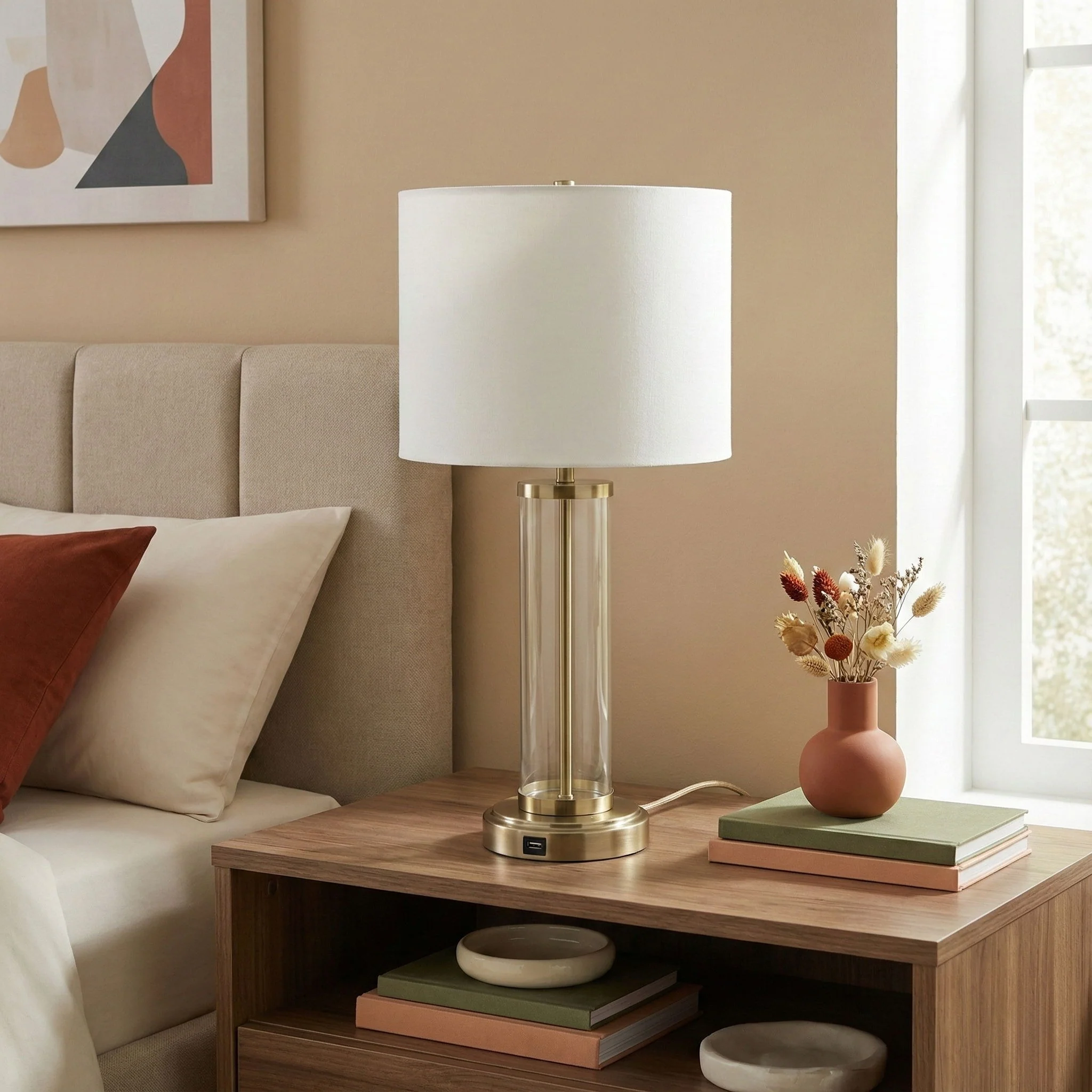 Luna - Table Lamp With On / Off Switch Clear Body Base - Clear / Silver / White - Image 2