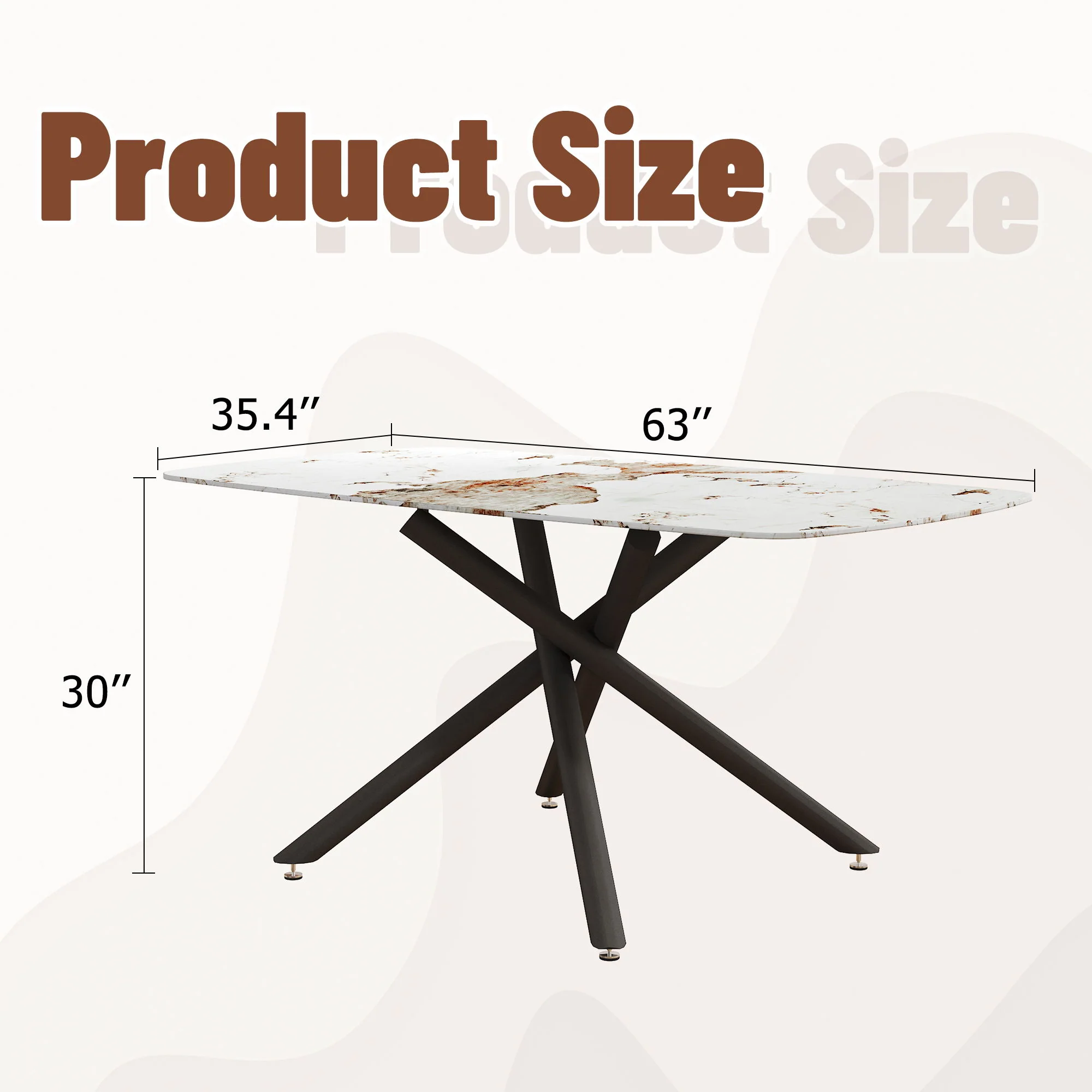 Luxurious Marble Patterned Dining Table With Metal Fork Legs - Image 6