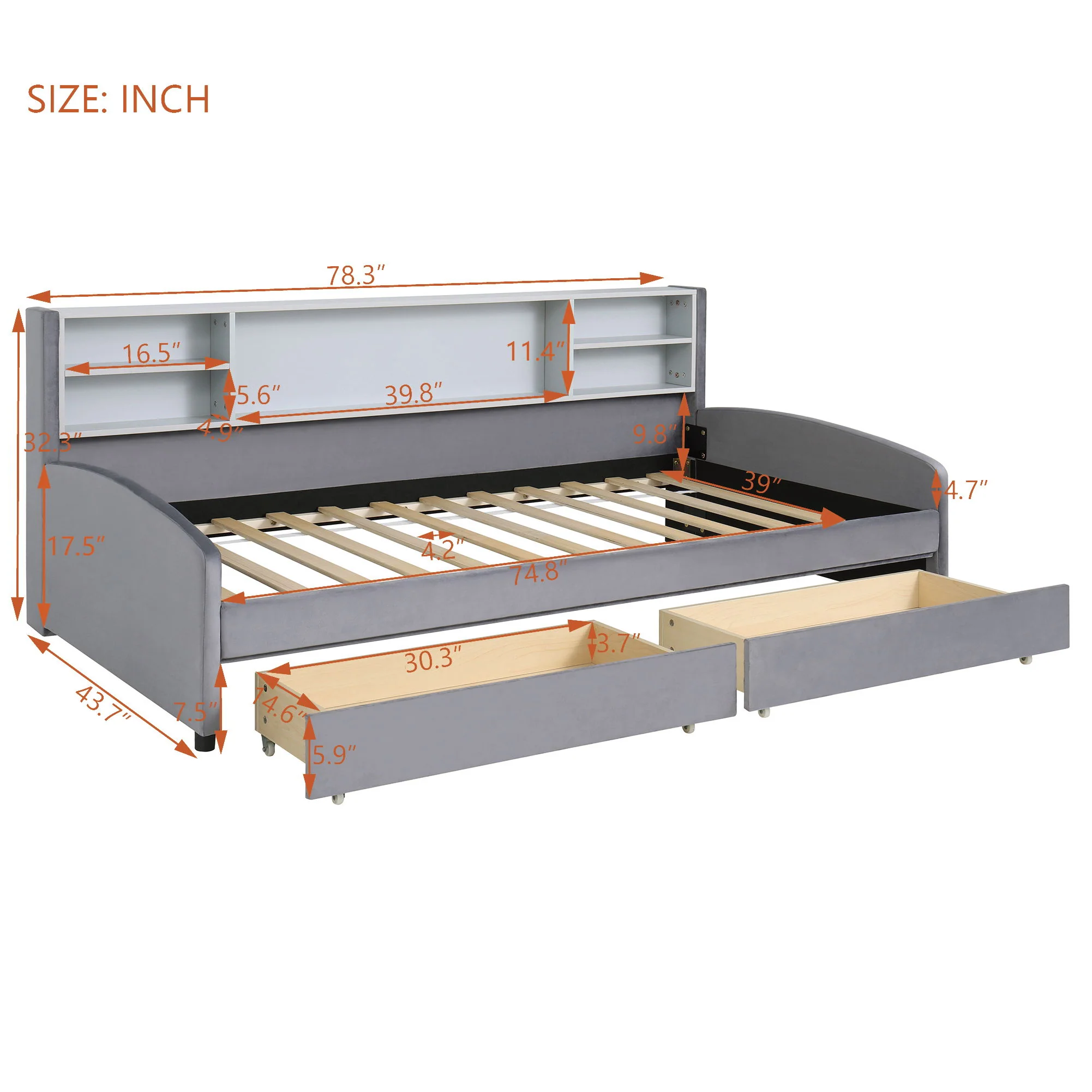 Luxurious Upholstered Platform Bed With Storage Drawers - Image 7