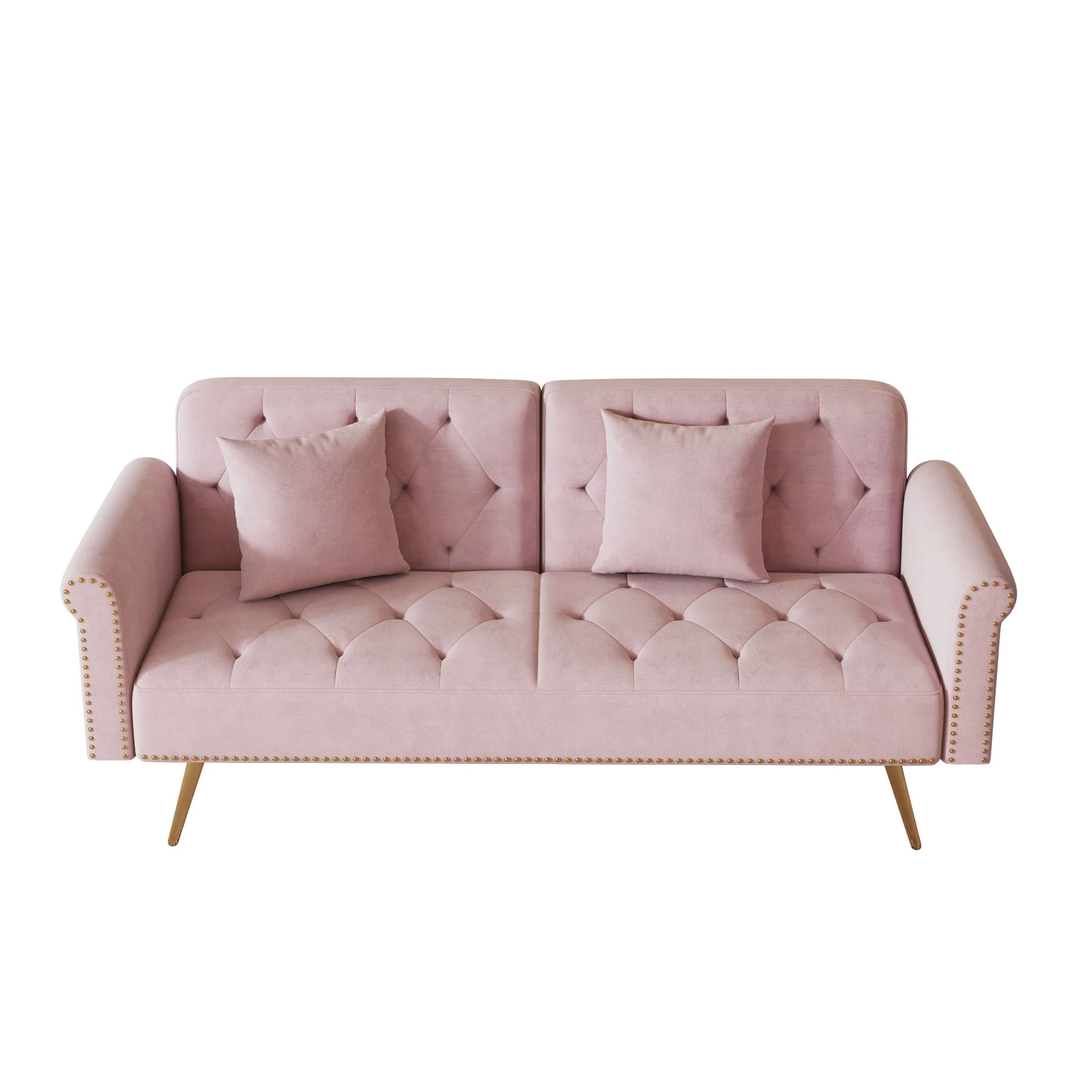 Luxurious Sofa Bed With Nail Head Trim And Matching Pillow - Image 3