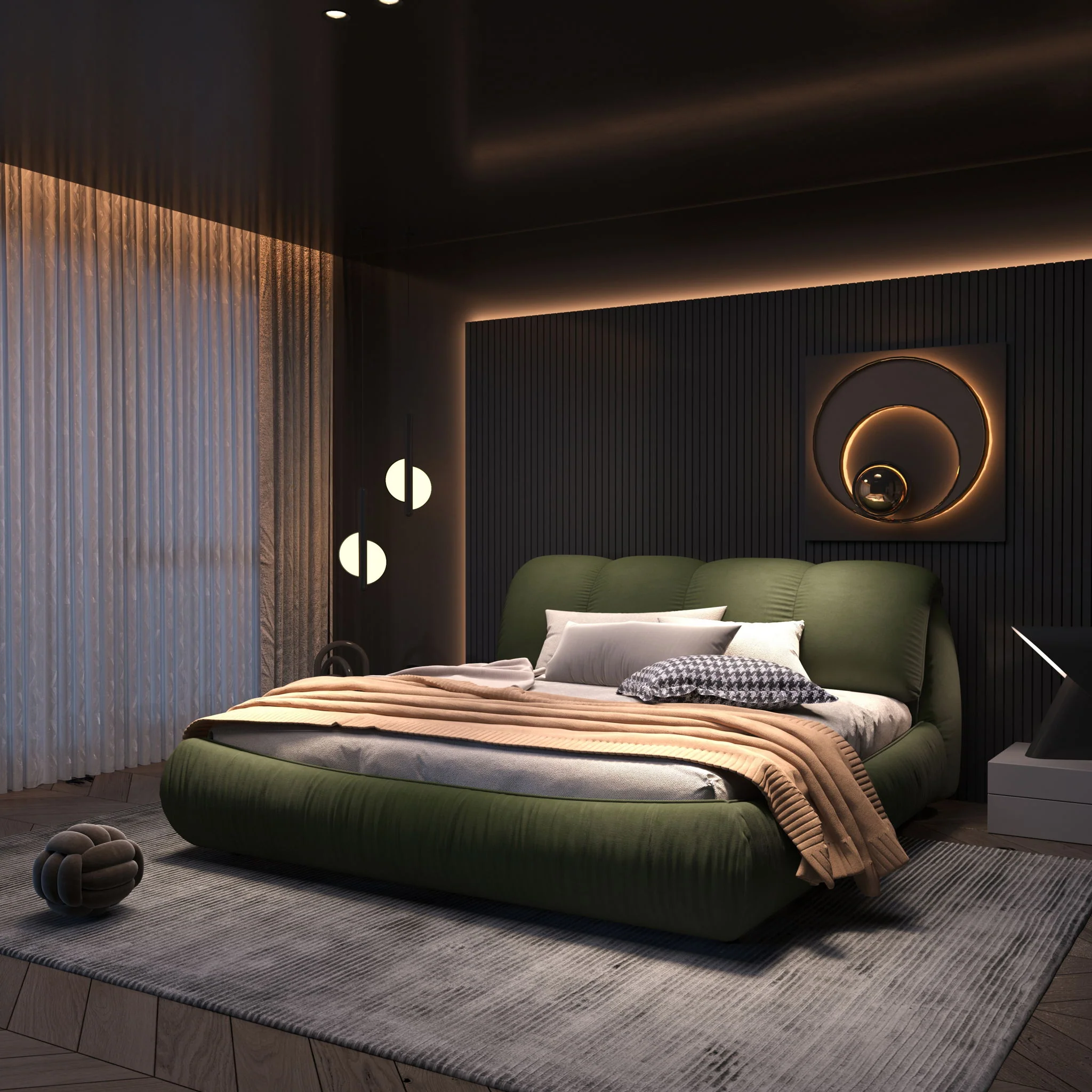 Luxury Upholstered Platform Bed With Oversized Padded Backrest And Solid Wood Frame - Image 13